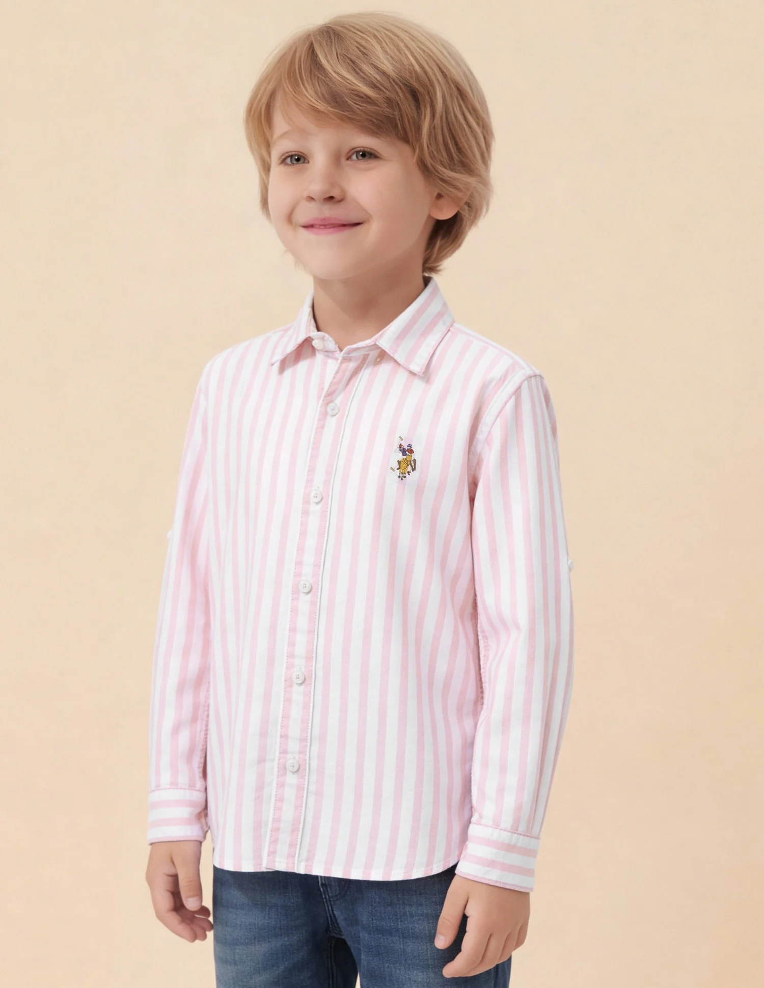 Boys Vertical Striped Oxford Shirt - Image 4
