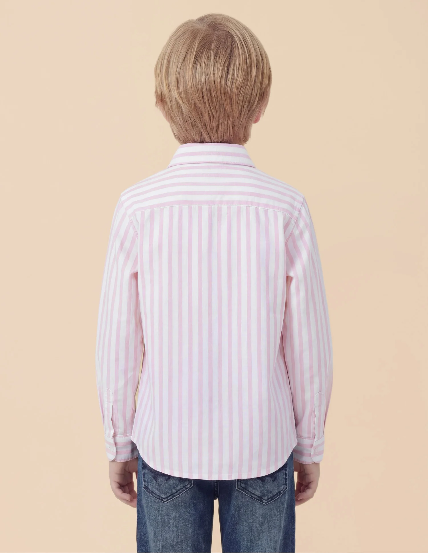 Boys Vertical Striped Oxford Shirt - Image 5