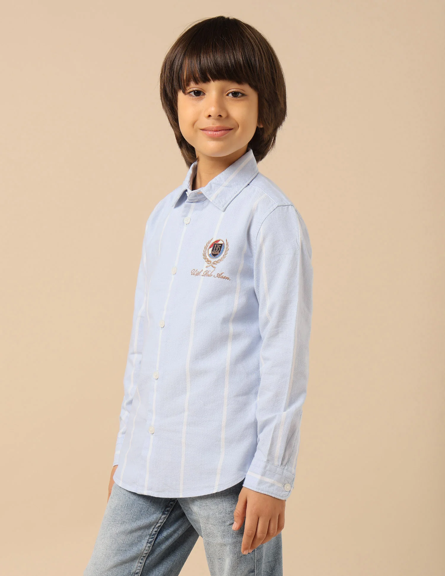 Boys Vertical Striped Oxford Shirt - Image 4