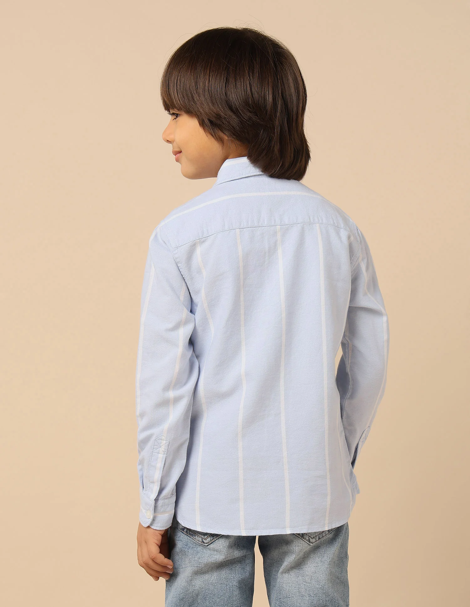 Boys Vertical Striped Oxford Shirt - Image 5