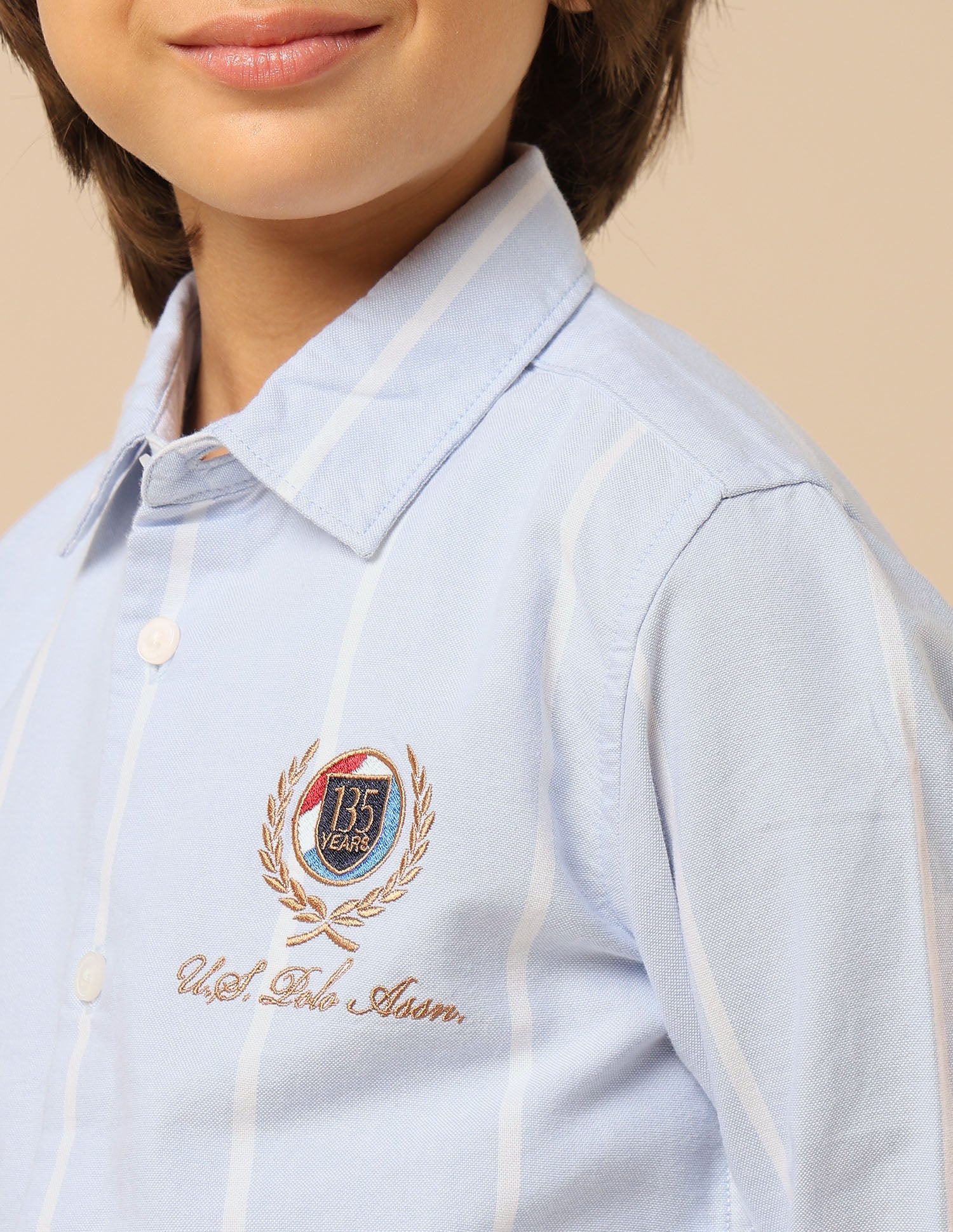 Boys Vertical Striped Oxford Shirt - Image 6