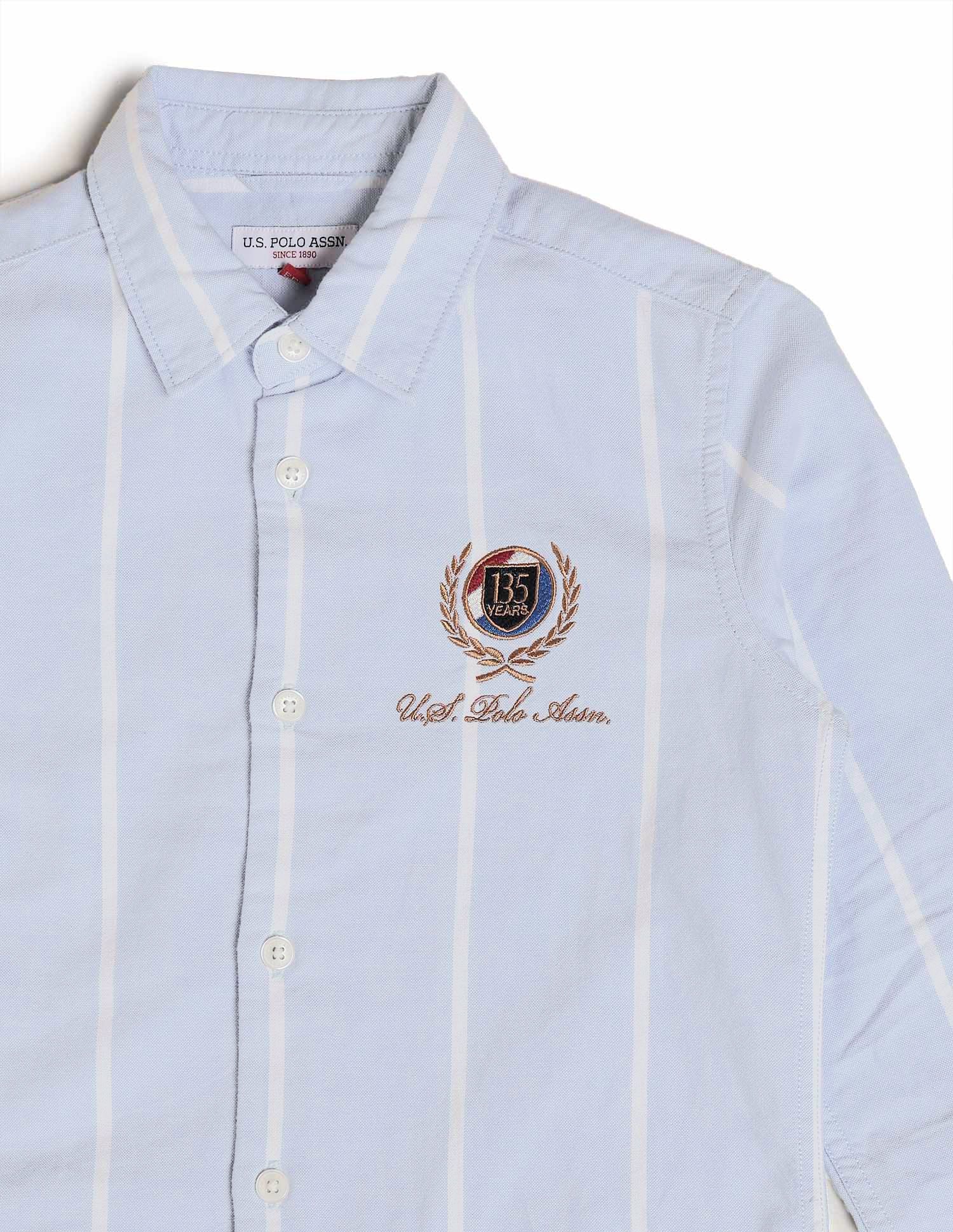 Boys Vertical Striped Oxford Shirt - Image 9