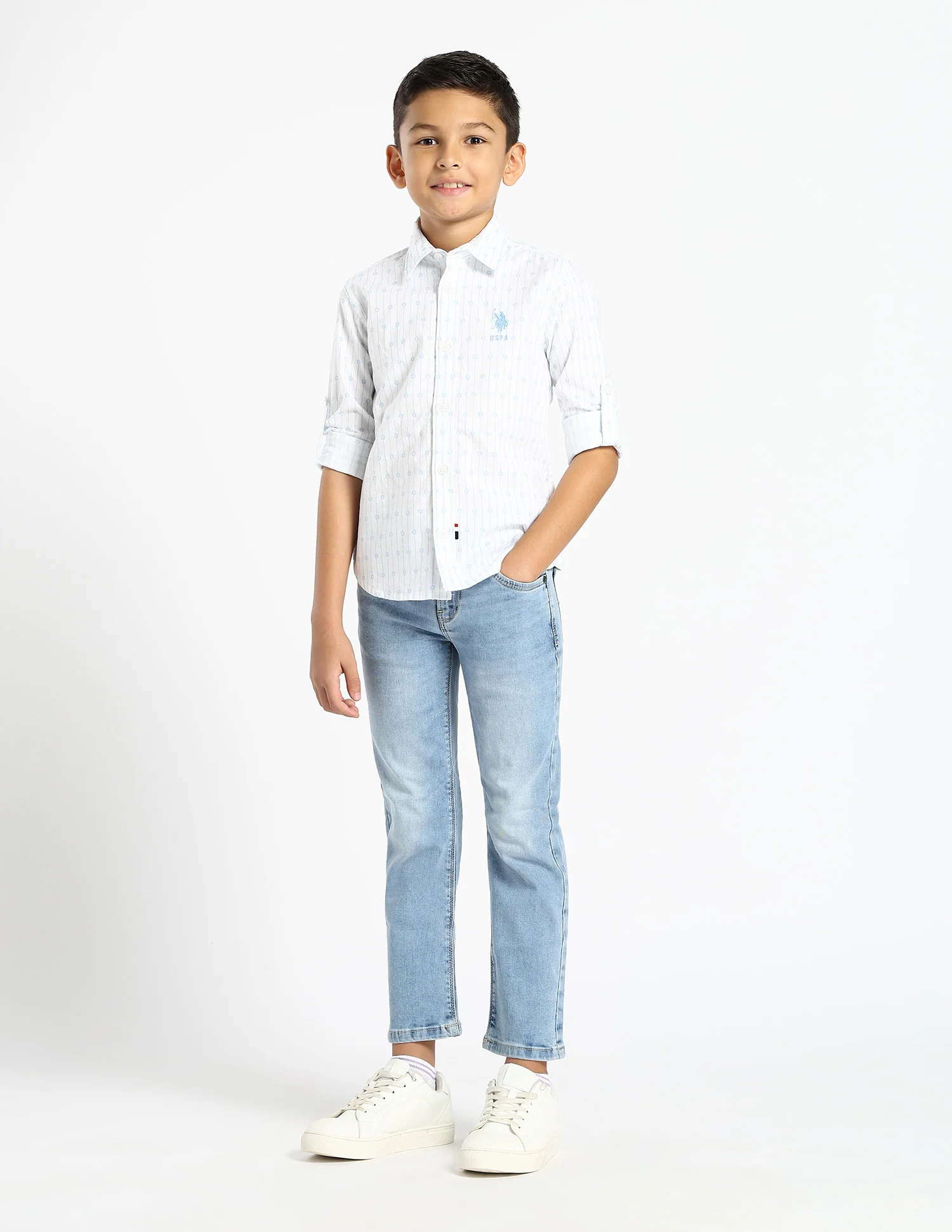 Boys Vertical Striped Oxford Shirt - Image 3