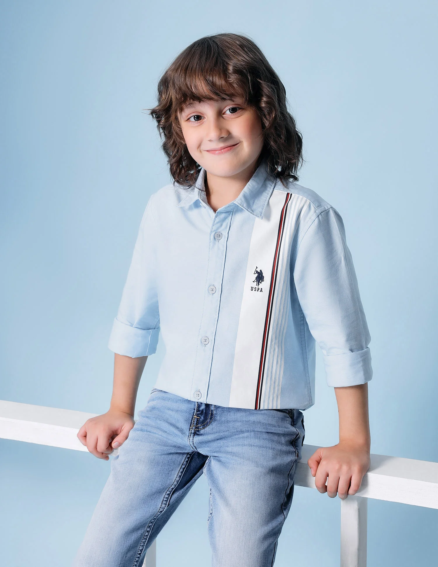 Boys Vertical Striped Oxford Shirt