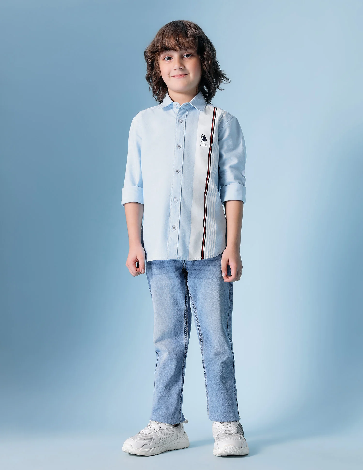 Boys Vertical Striped Oxford Shirt - Image 3