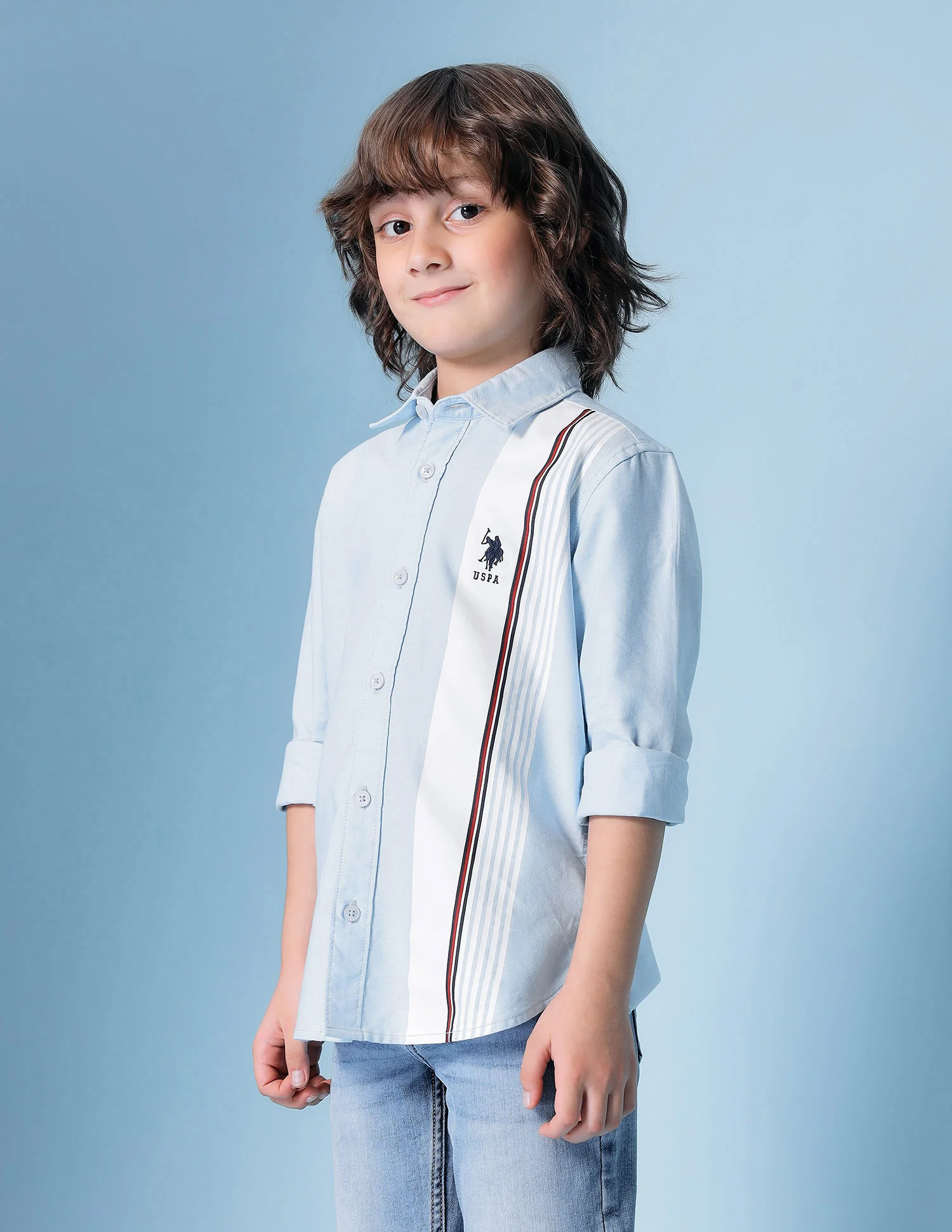 Boys Vertical Striped Oxford Shirt - Image 4