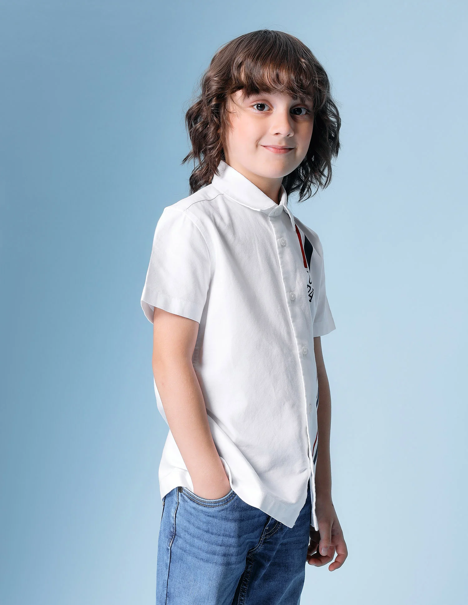 Boys Vertical Striped Oxford Shirt - Image 4