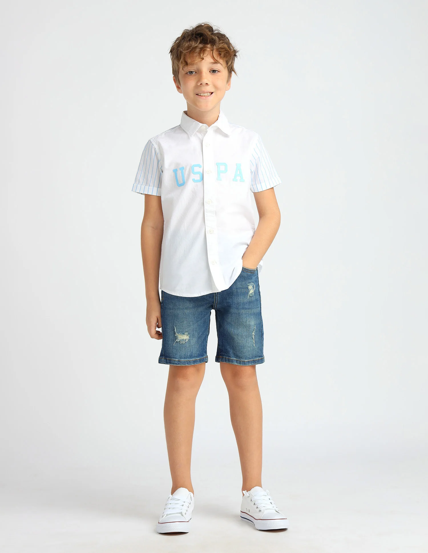 Boys Vertical Striped Pure Cotton Shirt - Image 3