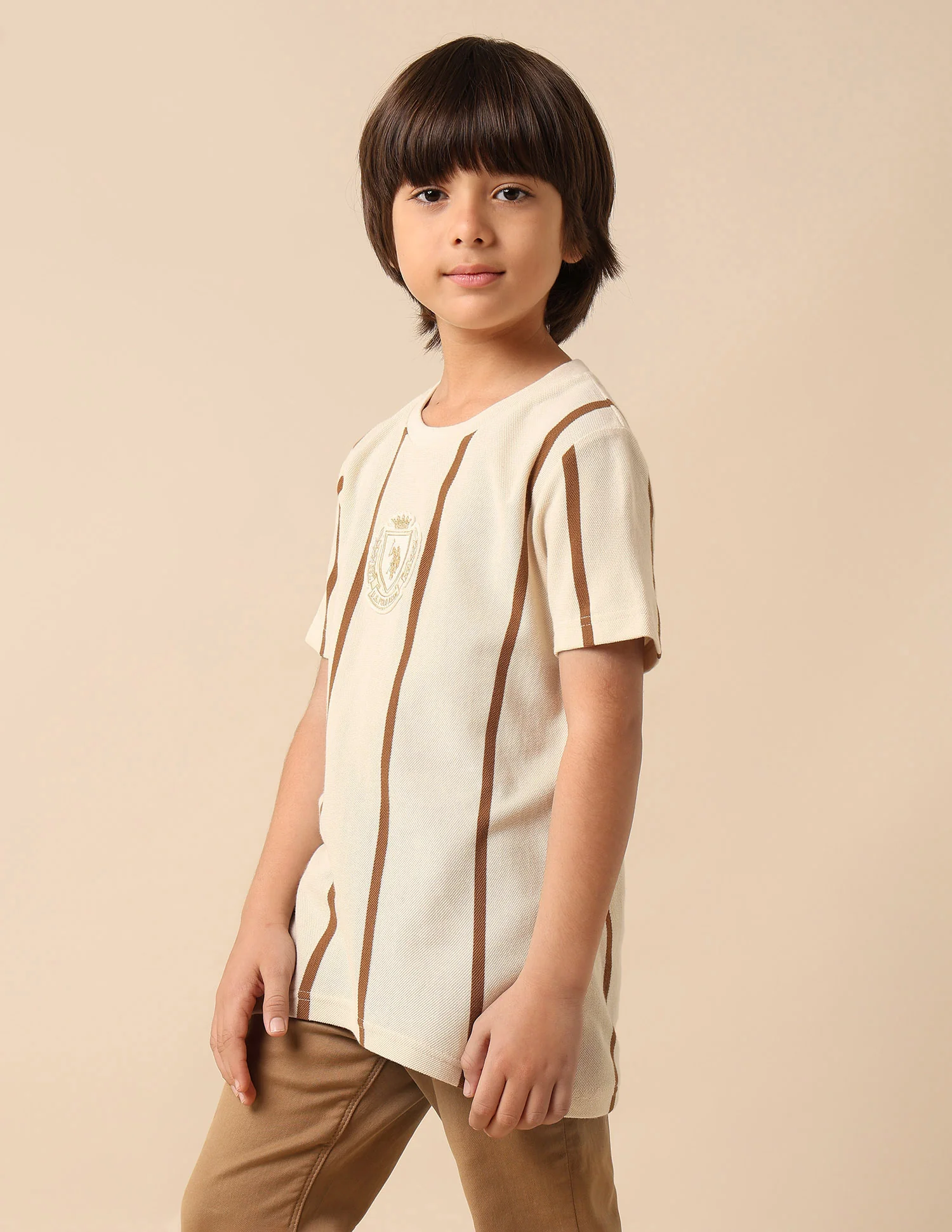Boys Vertical Striped Pure Cotton T Shirt - Image 4