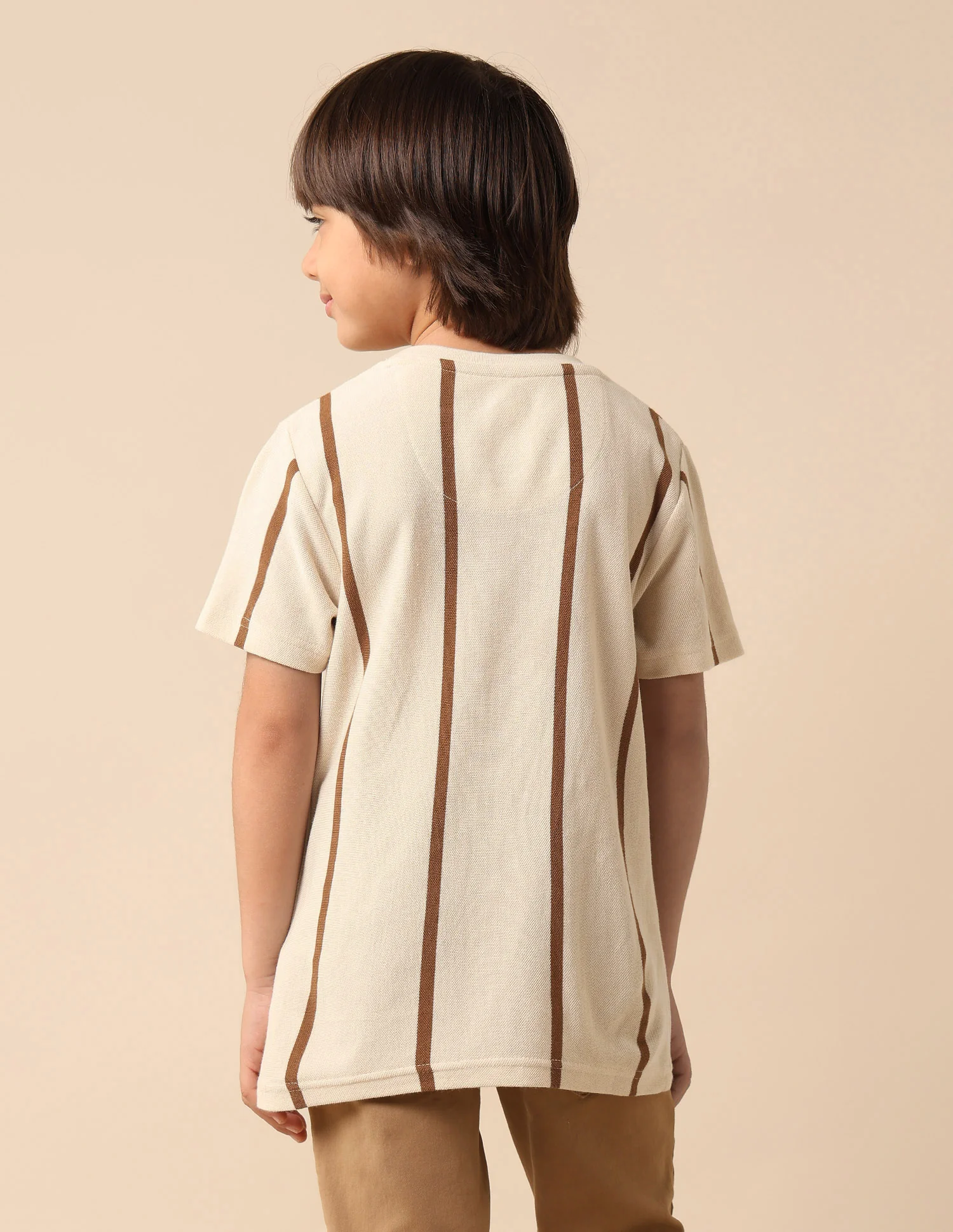 Boys Vertical Striped Pure Cotton T Shirt - Image 5