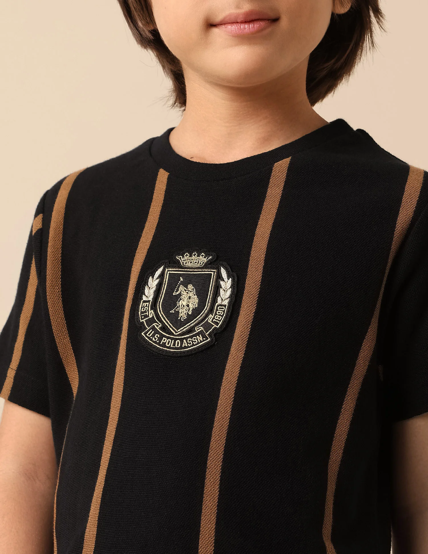 Boys Vertical Striped Pure Cotton T Shirt - Image 6