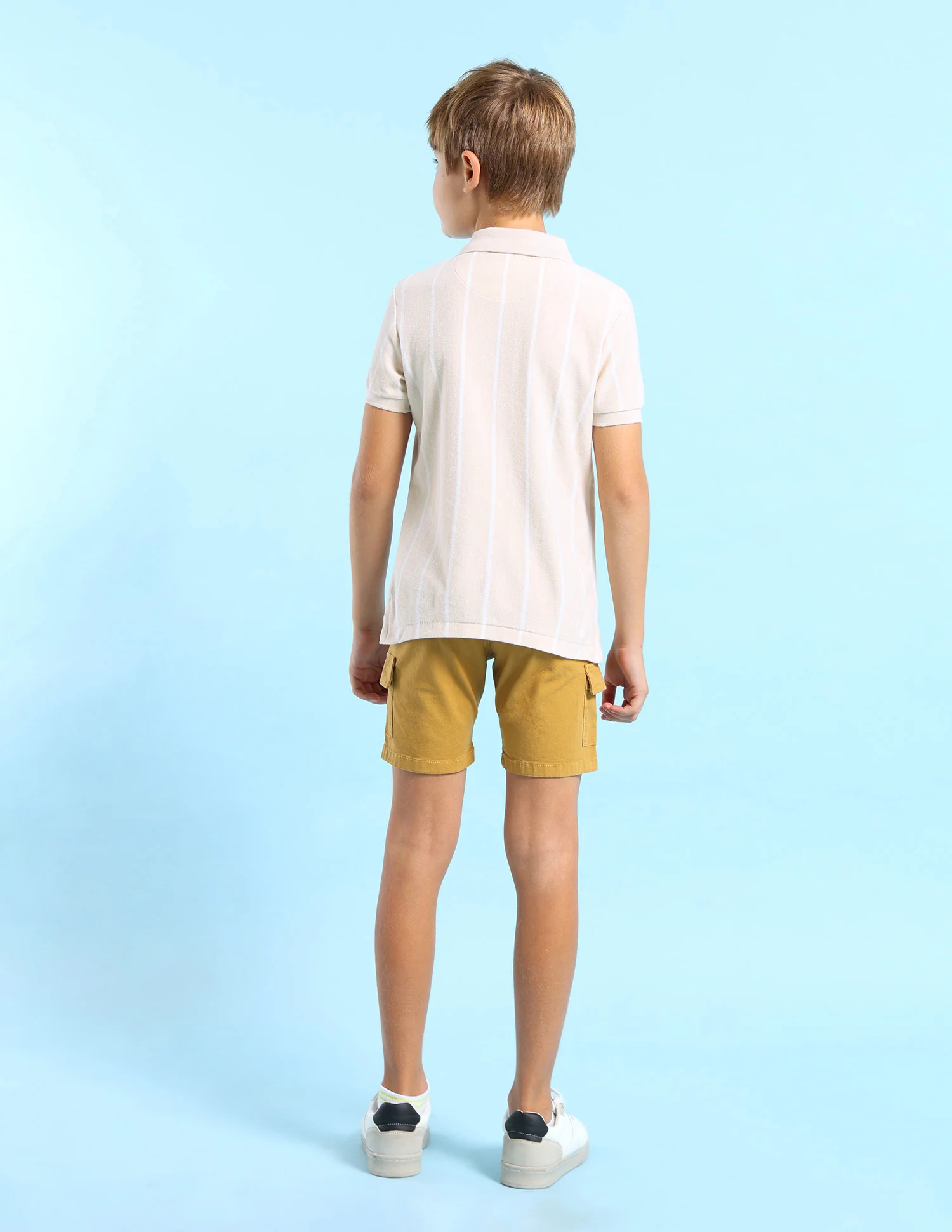 Boys Vertical Striped Regular Fit Polo Shirt - Image 4