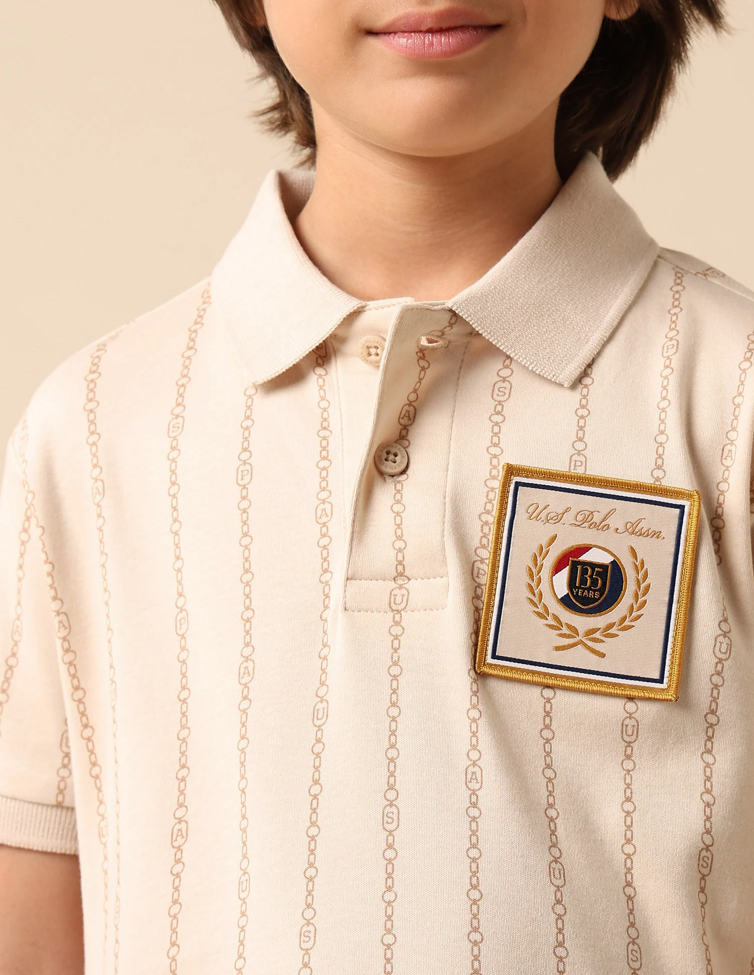 Boys Vertical Striped Regular Fit Polo Shirt - Image 6