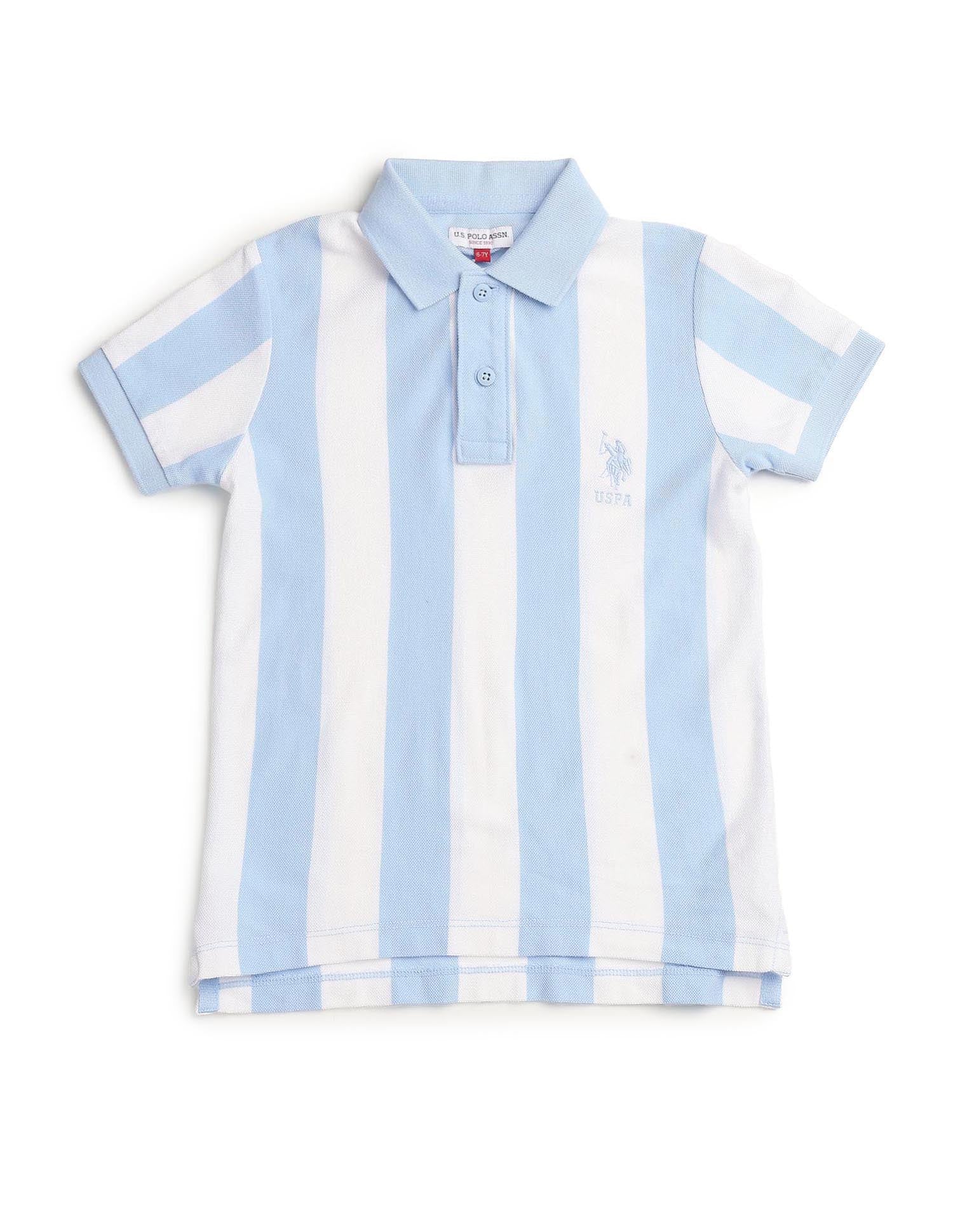 Boys Vertical Striped Regular Fit Polo Shirt - Image 7