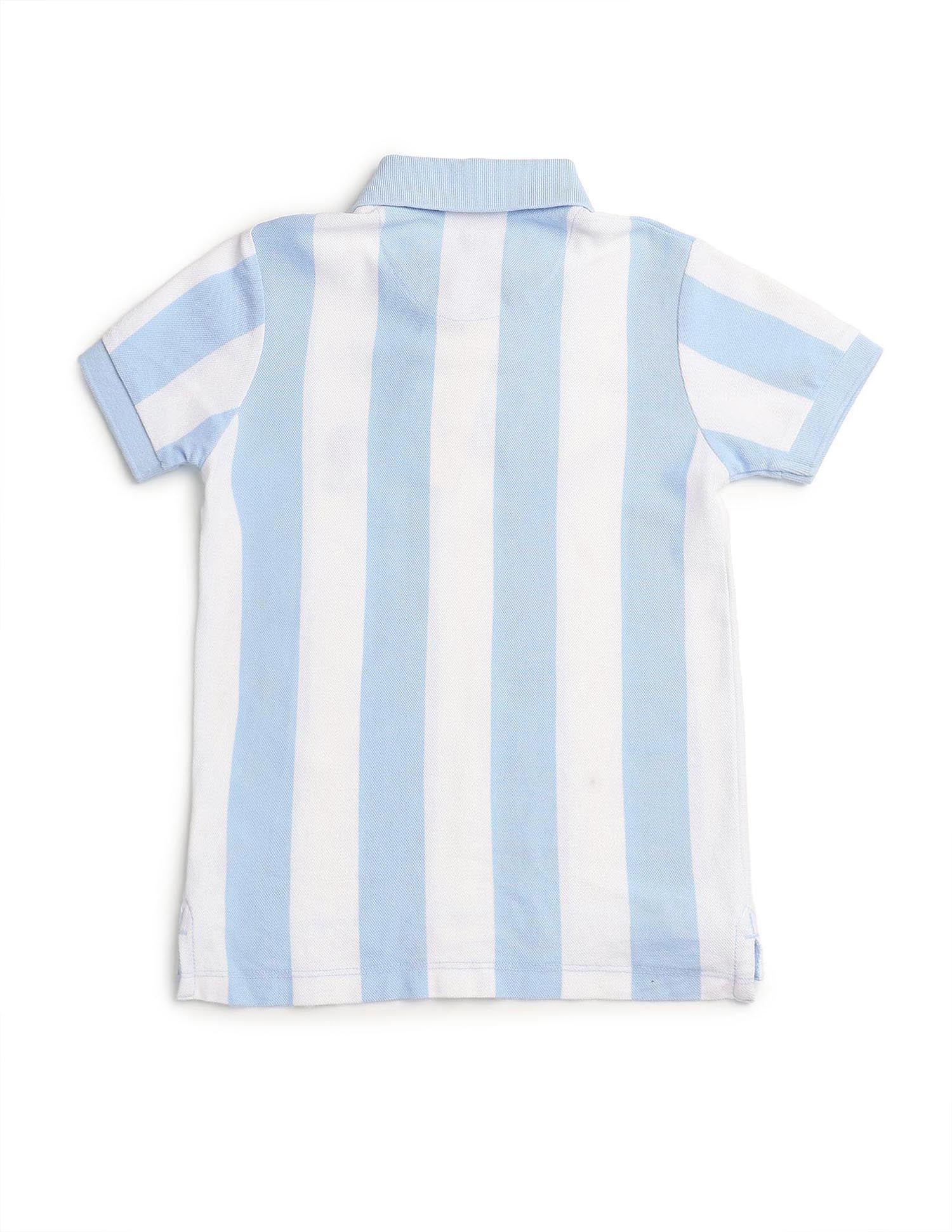 Boys Vertical Striped Regular Fit Polo Shirt - Image 8