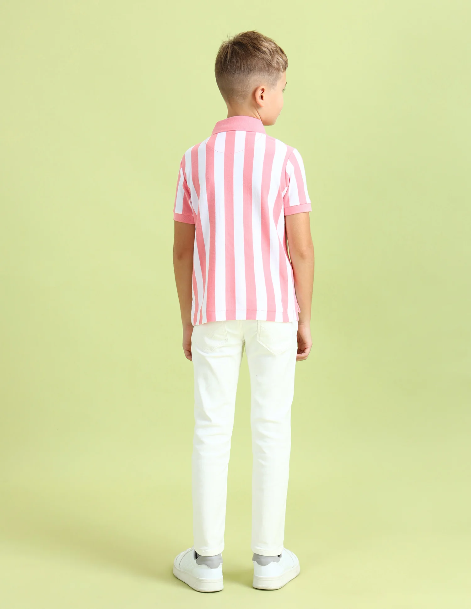 Boys Vertical Striped Regular Fit Polo Shirts - Image 4