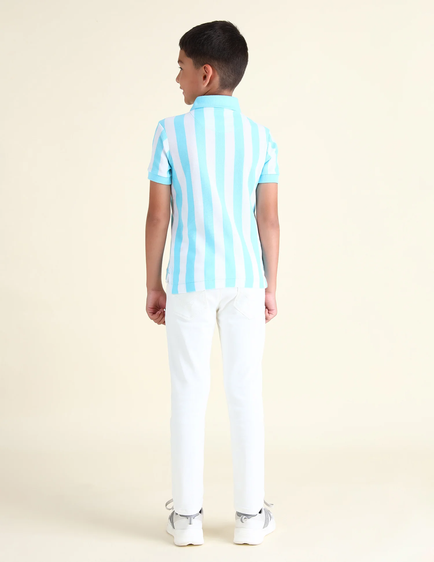 Boys Vertical Striped Regular Fit Polo Shirts - Image 5