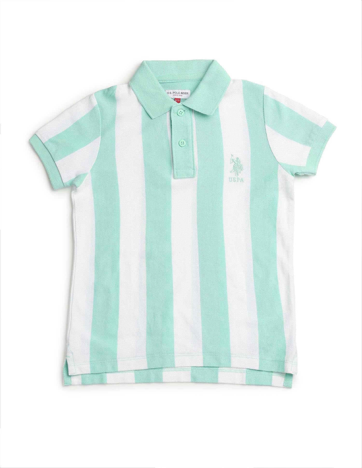 Boys Vertical Striped Regular Fit Polo Shirt - Image 7