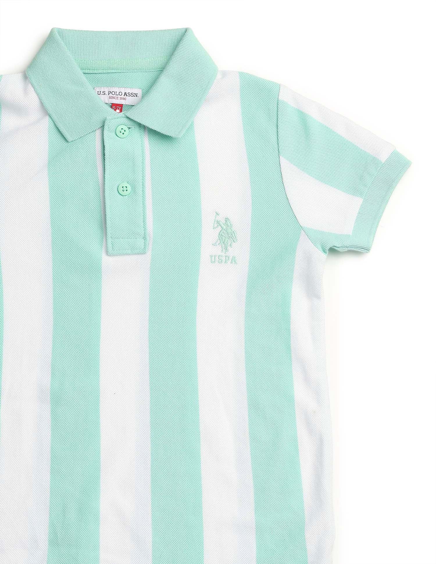 Boys Vertical Striped Regular Fit Polo Shirt - Image 9