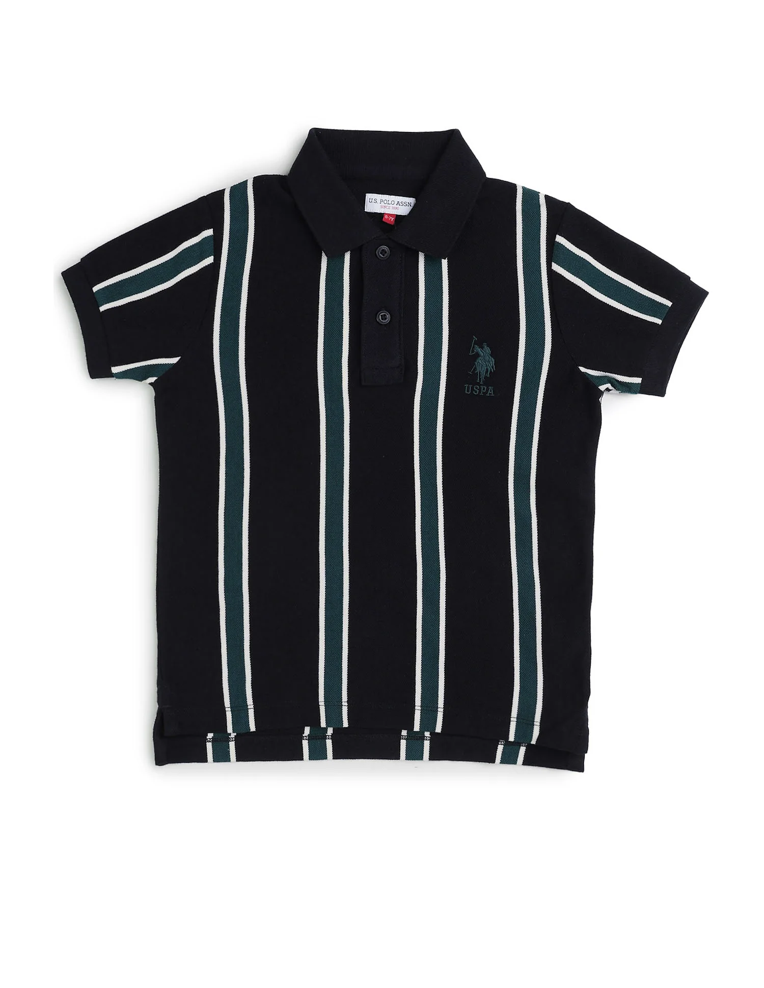Boys Vertical Striped Regular Fit Polo Shirt - Image 7