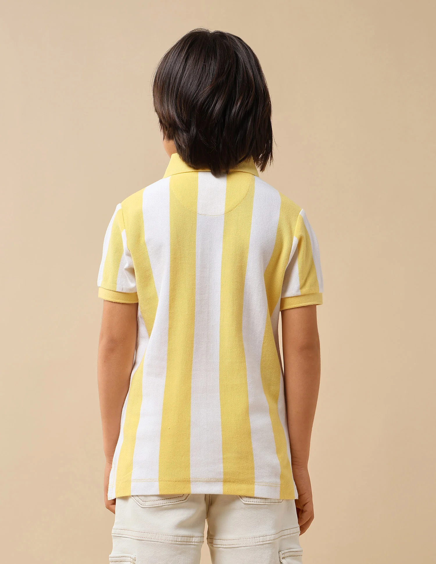 Boys Vertical Striped Regular Fit Polo Shirt - Image 5