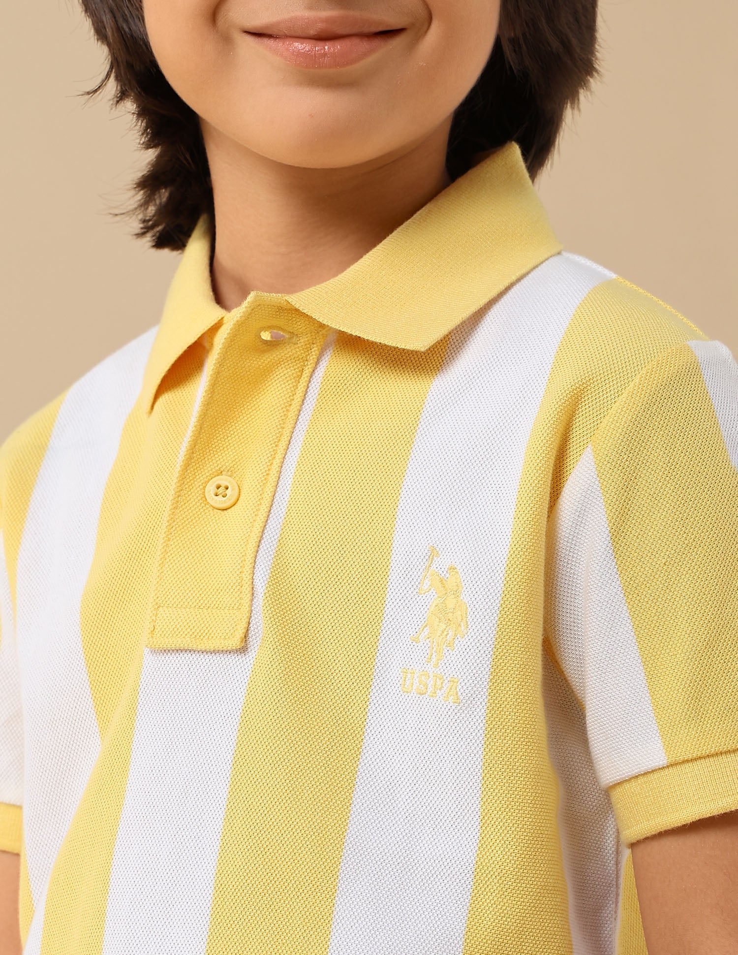 Boys Vertical Striped Regular Fit Polo Shirt - Image 6