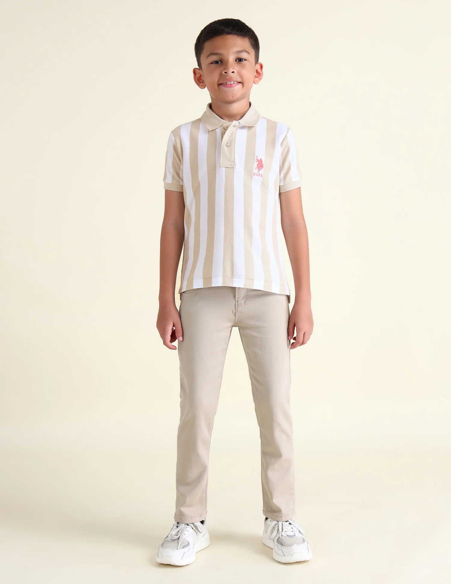 Boys Vertical Striped Regular Fit Polo Shirts - Image 4