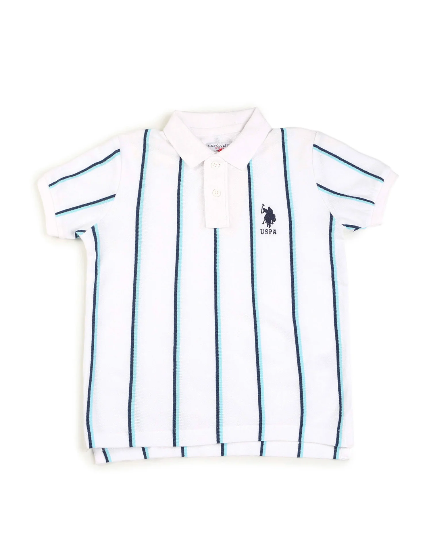 Boys Vertical Striped Regular Fit Polo Shirt - Image 6