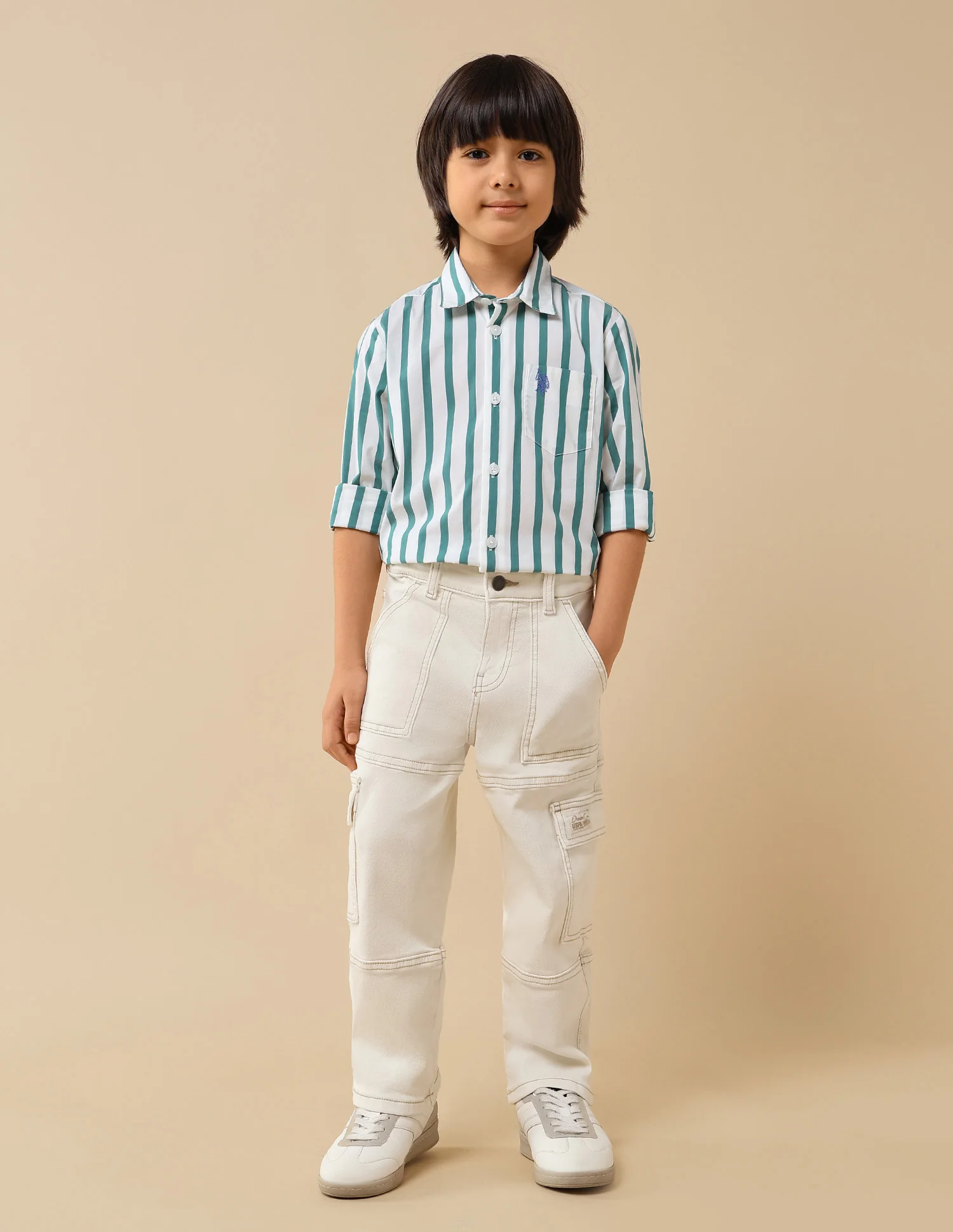 Boys Vertical Striped Regular Fit Shirt - Image 3