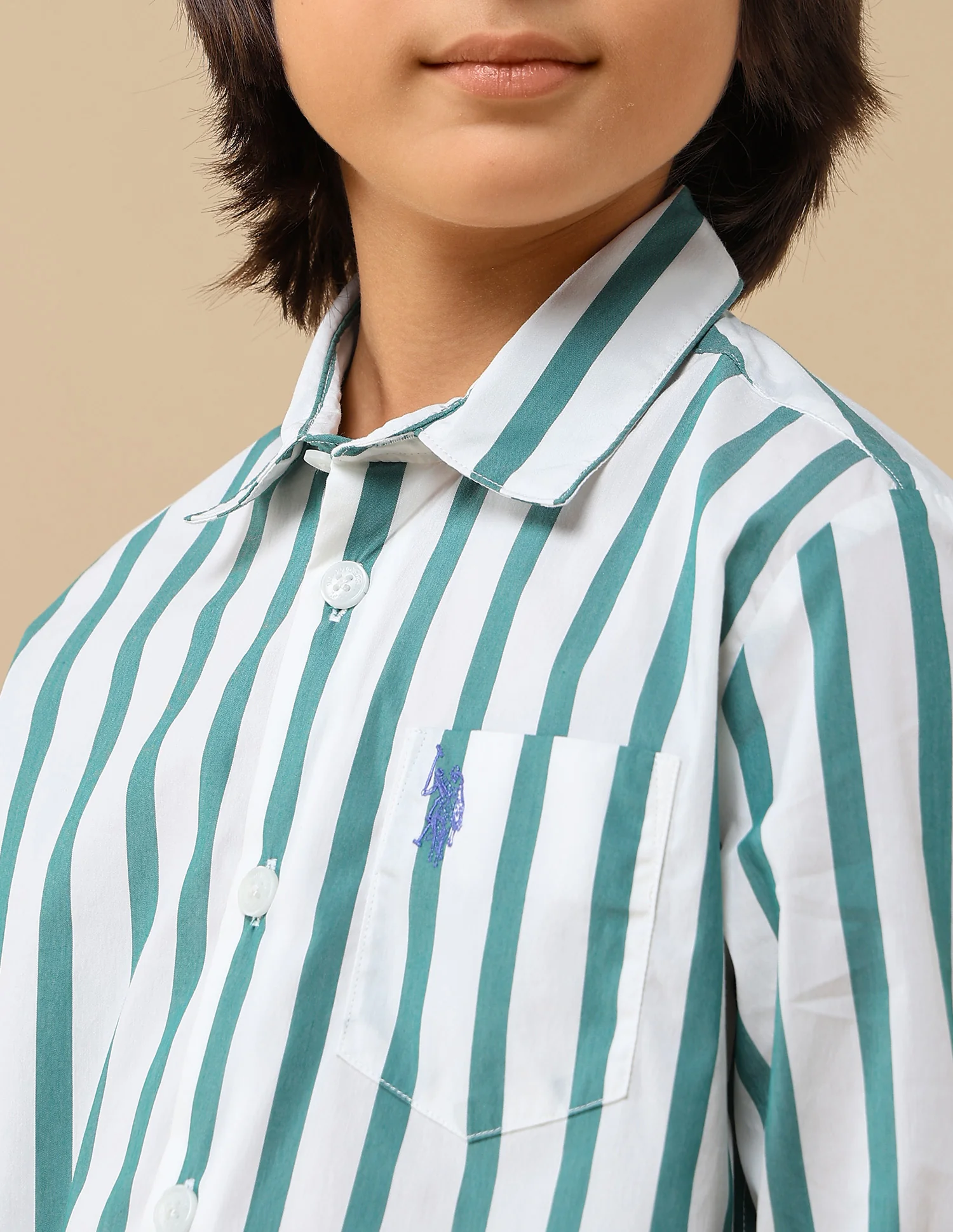 Boys Vertical Striped Regular Fit Shirt - Image 6