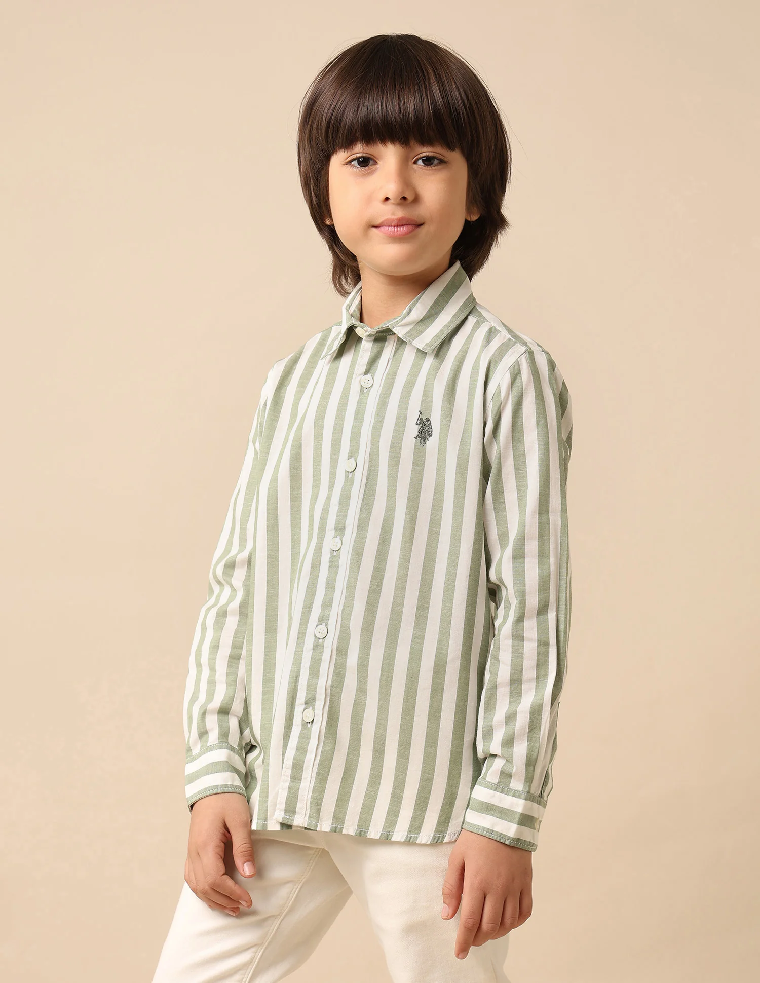 Boys Vertical Striped Regular Fit Shirt - Image 4