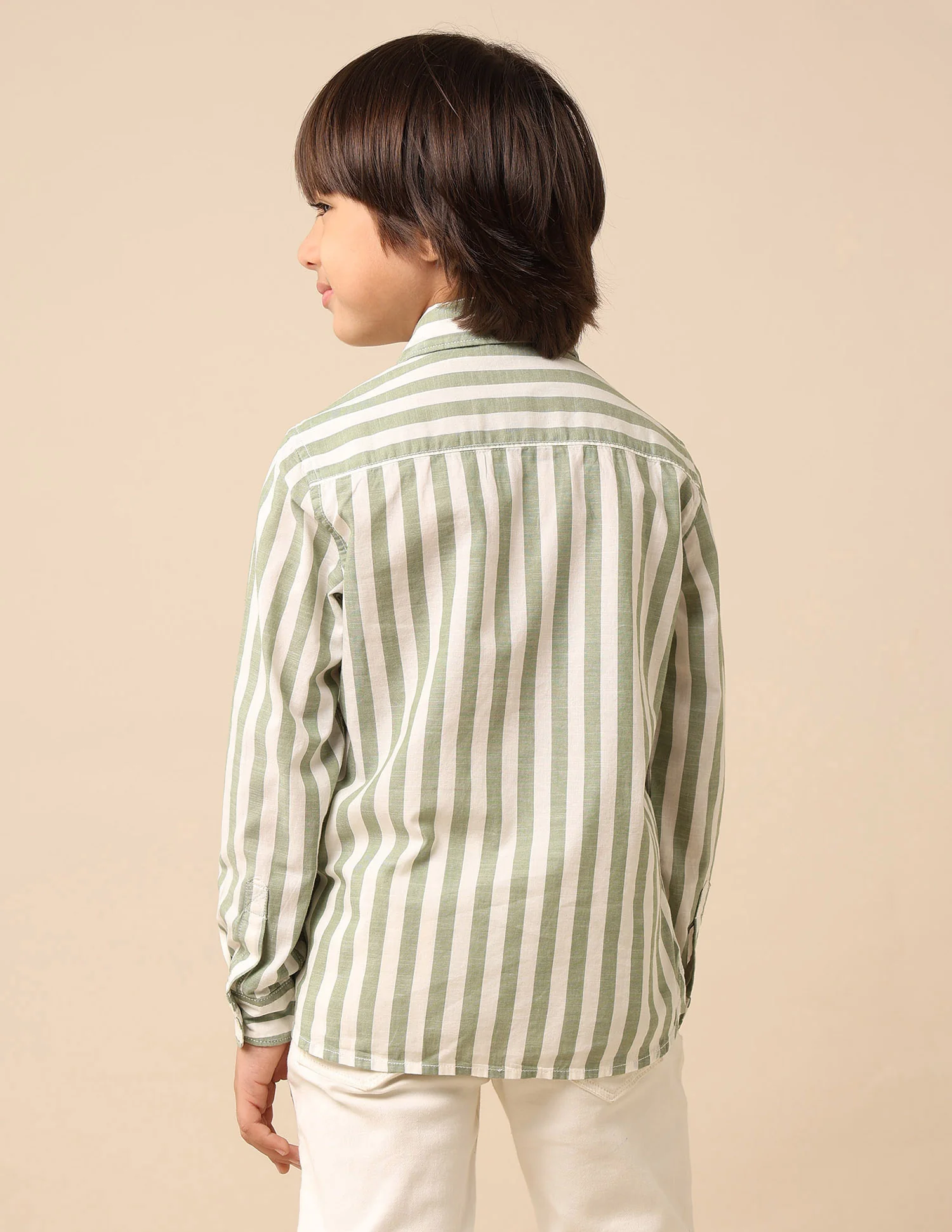 Boys Vertical Striped Regular Fit Shirt - Image 5