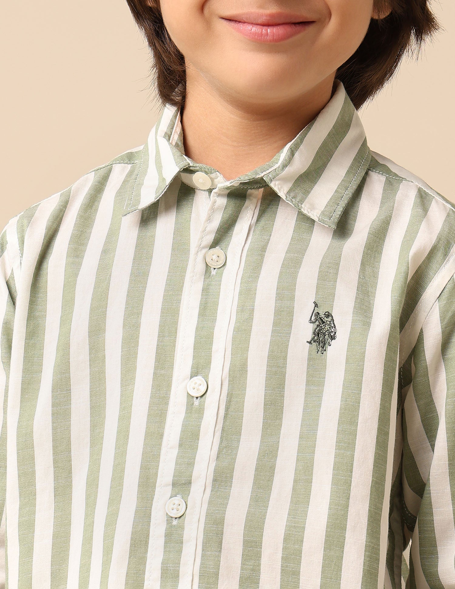 Boys Vertical Striped Regular Fit Shirt - Image 6