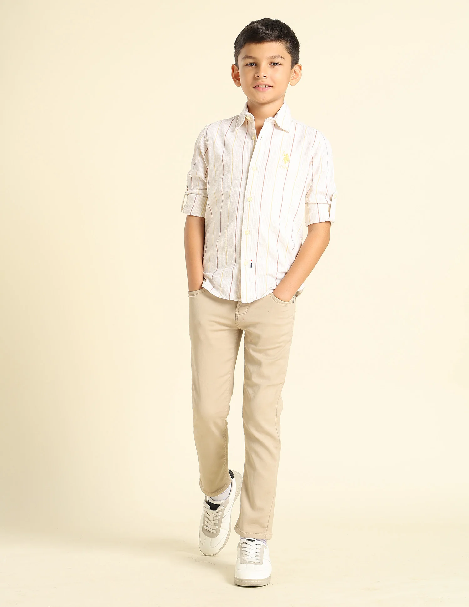 Boys Vertical Striped Regular Fit Shirt