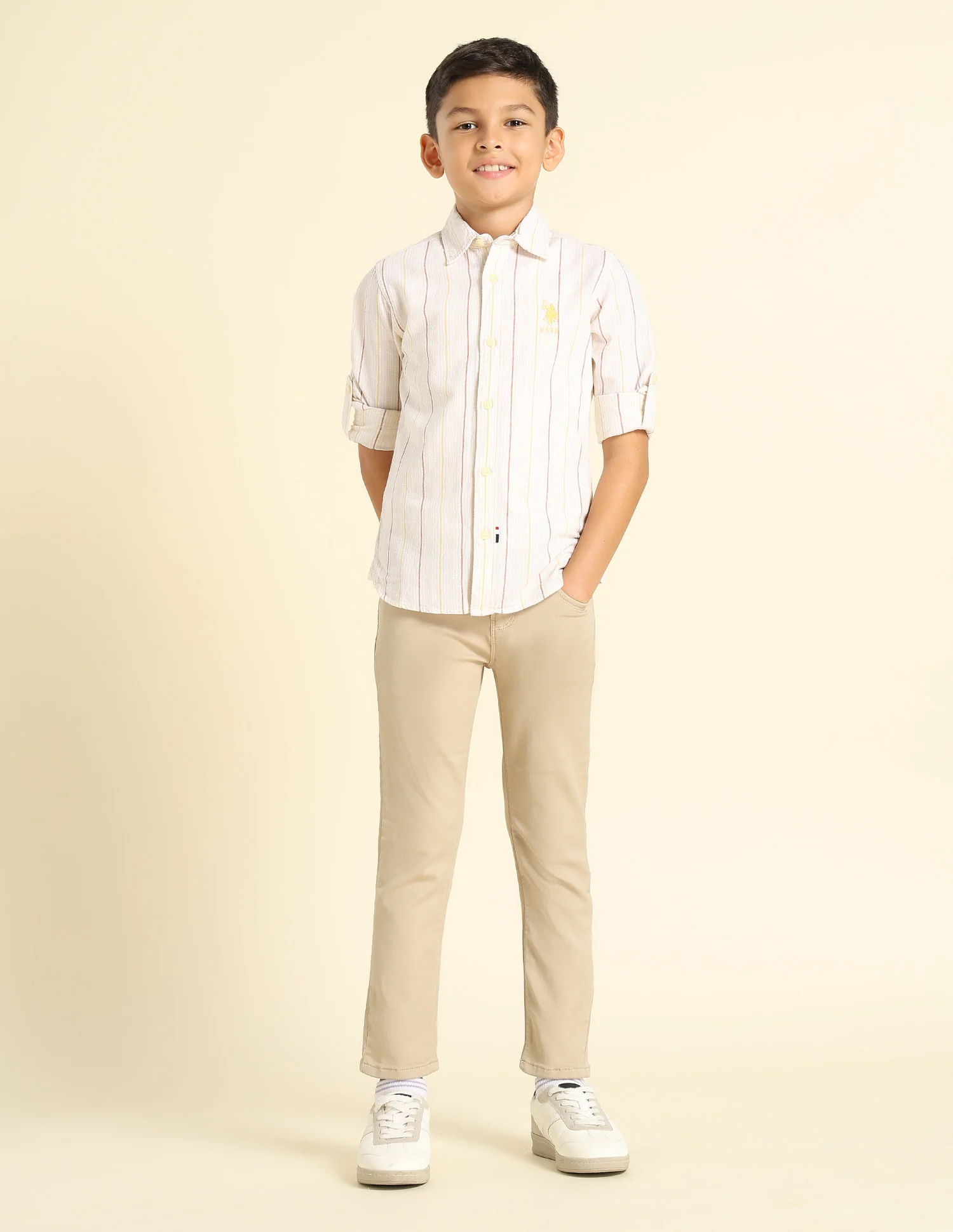 Boys Vertical Striped Regular Fit Shirt - Image 3