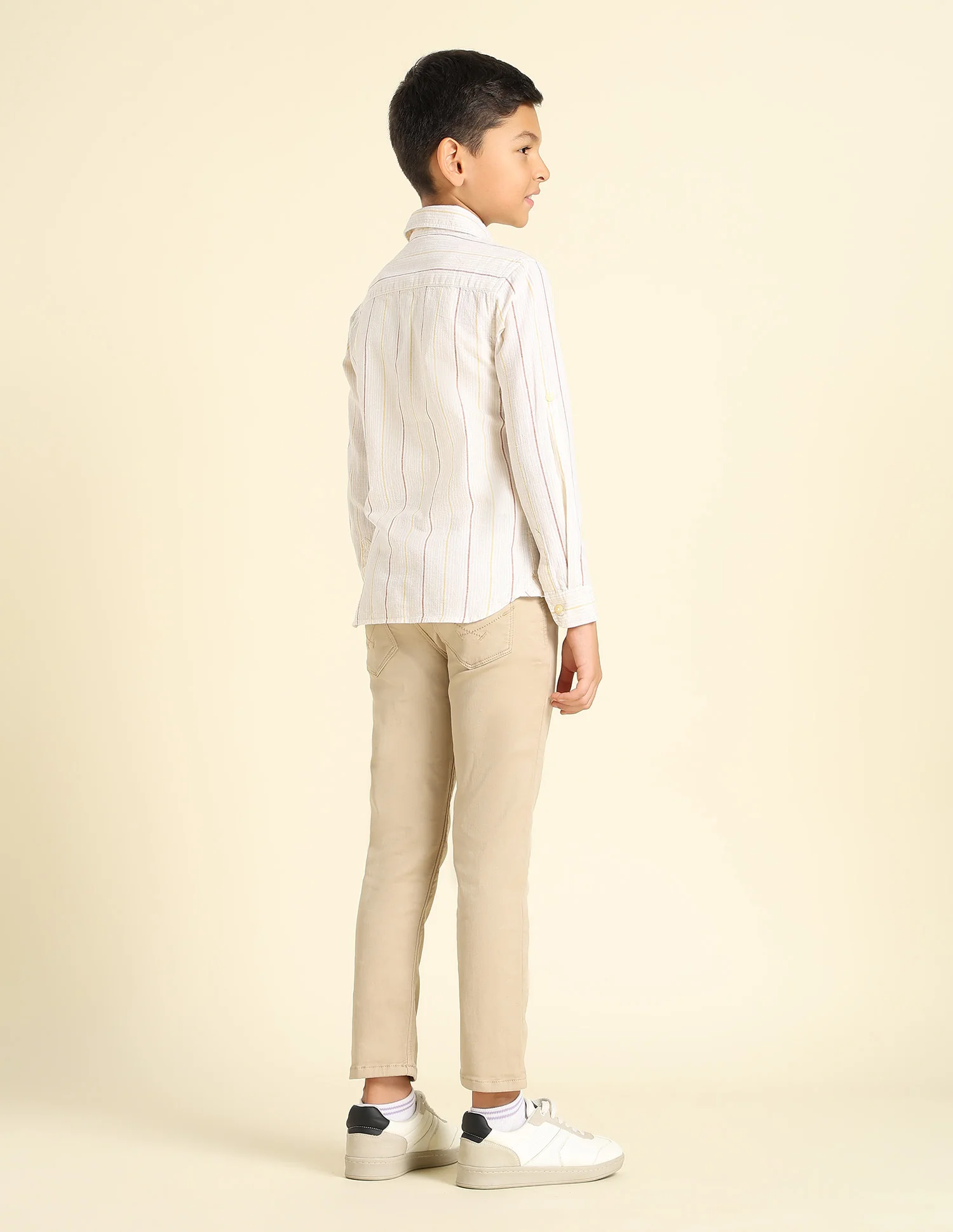 Boys Vertical Striped Regular Fit Shirt - Image 4