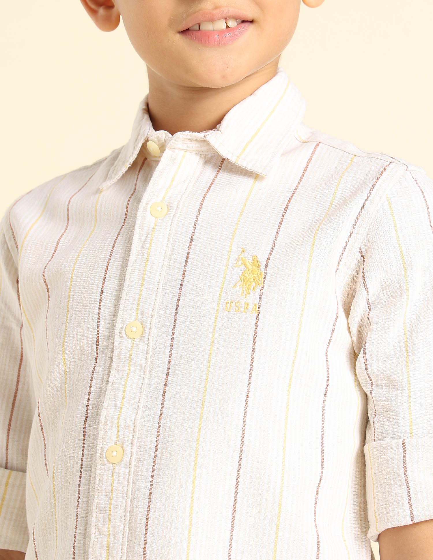Boys Vertical Striped Regular Fit Shirt - Image 5