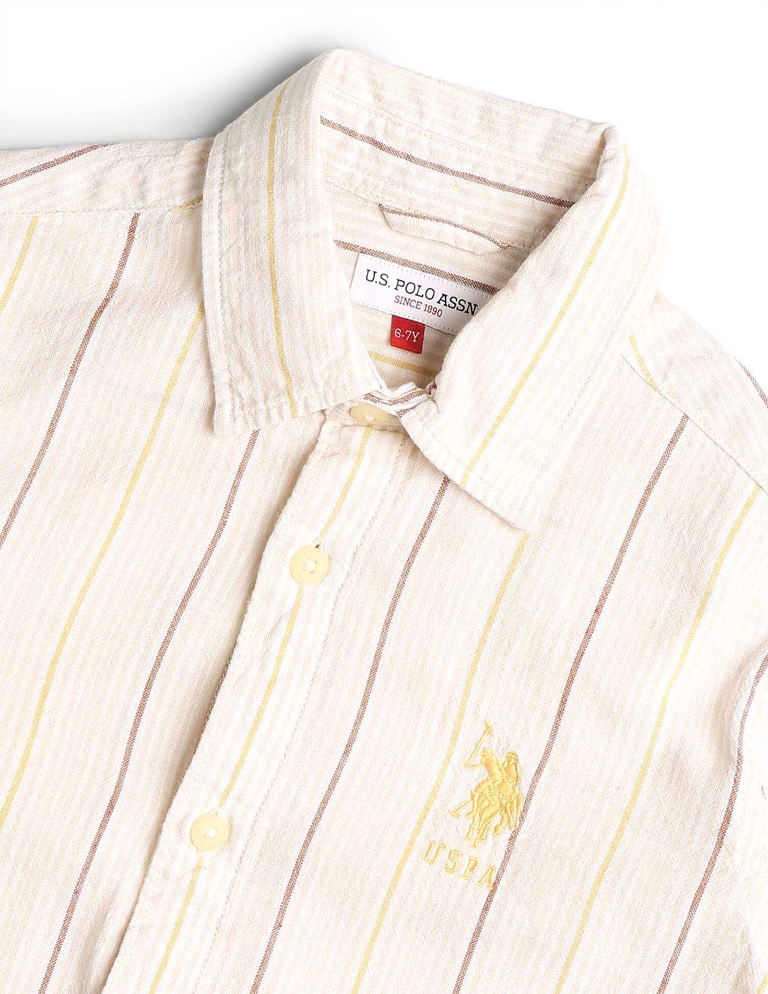 Boys Vertical Striped Regular Fit Shirt - Image 8
