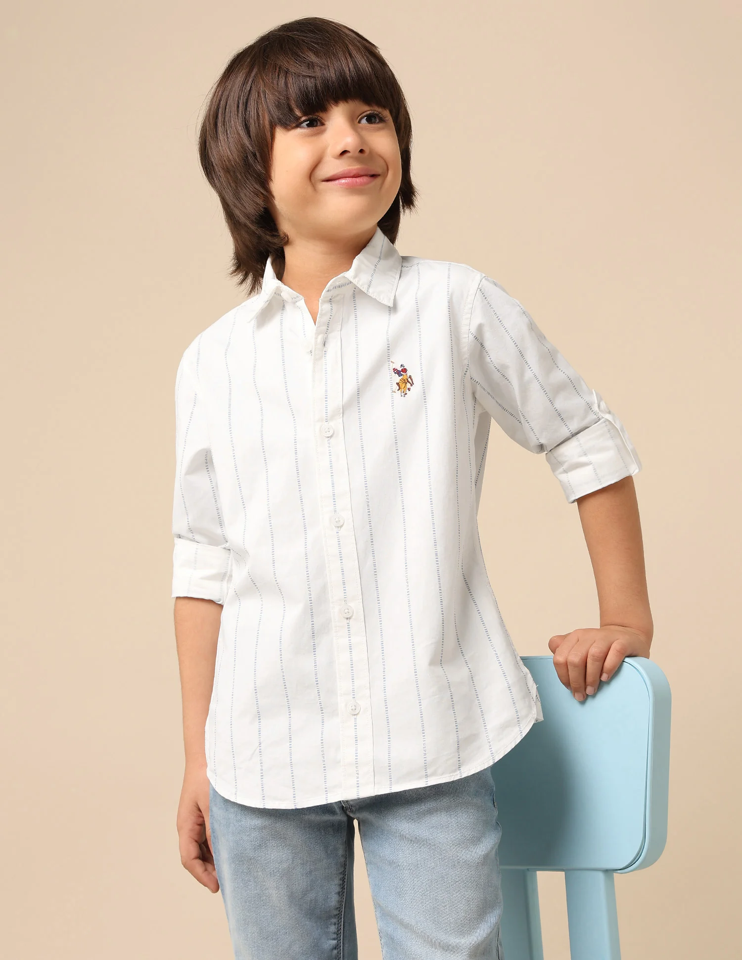 Boys Vertical Striped Regular Fit Shirt