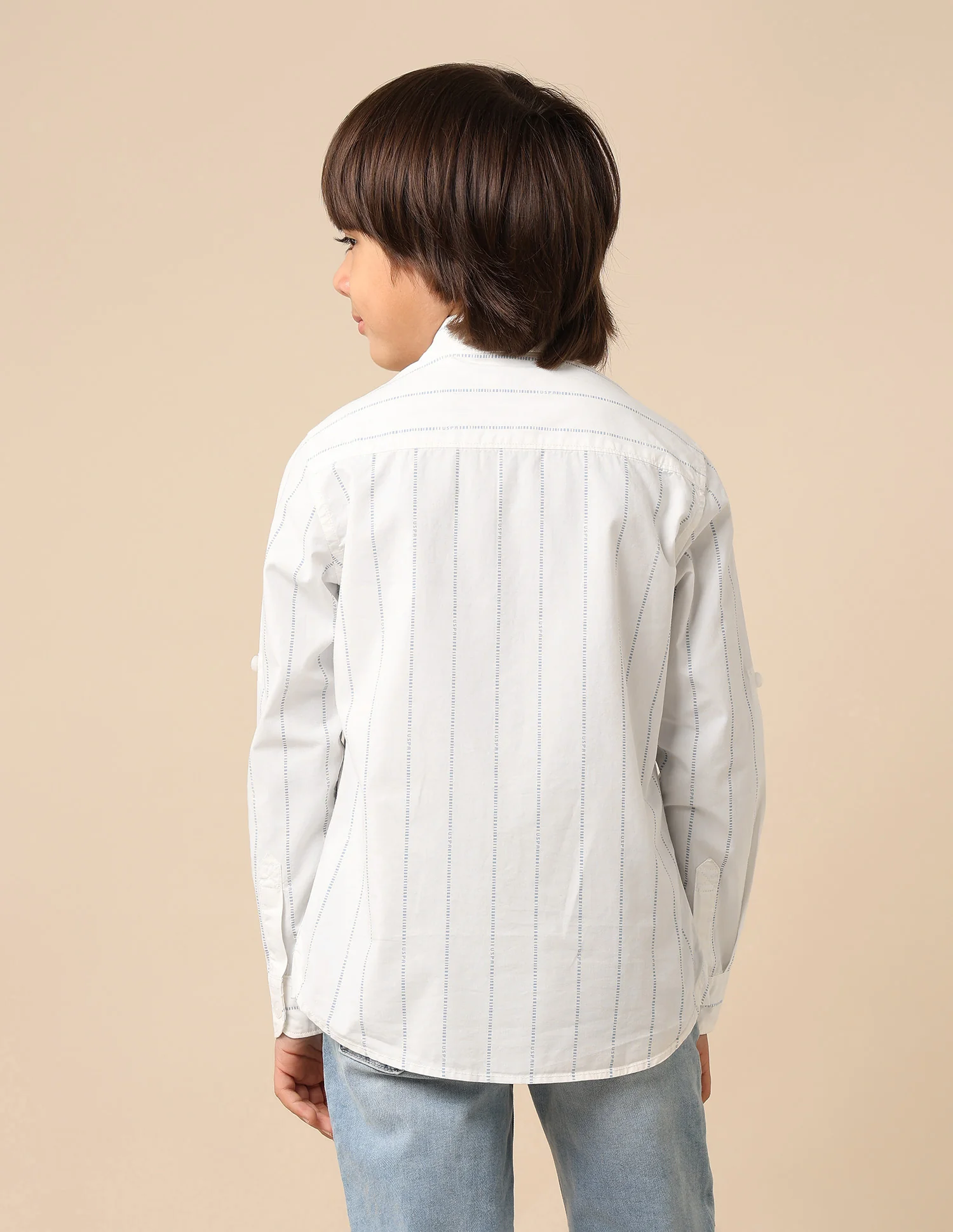Boys Vertical Striped Regular Fit Shirt - Image 5
