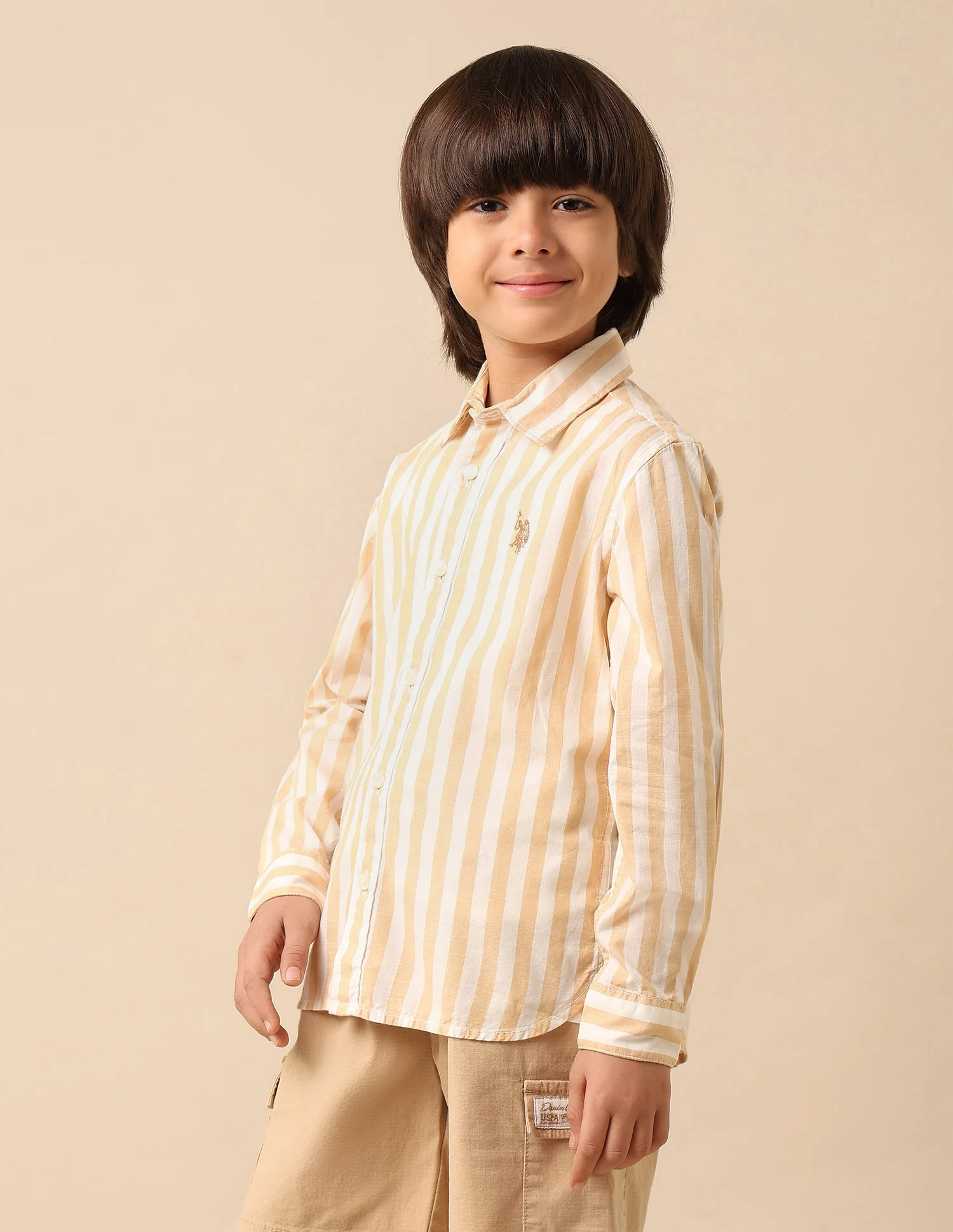 Boys Vertical Striped Regular Fit Shirt - Image 4
