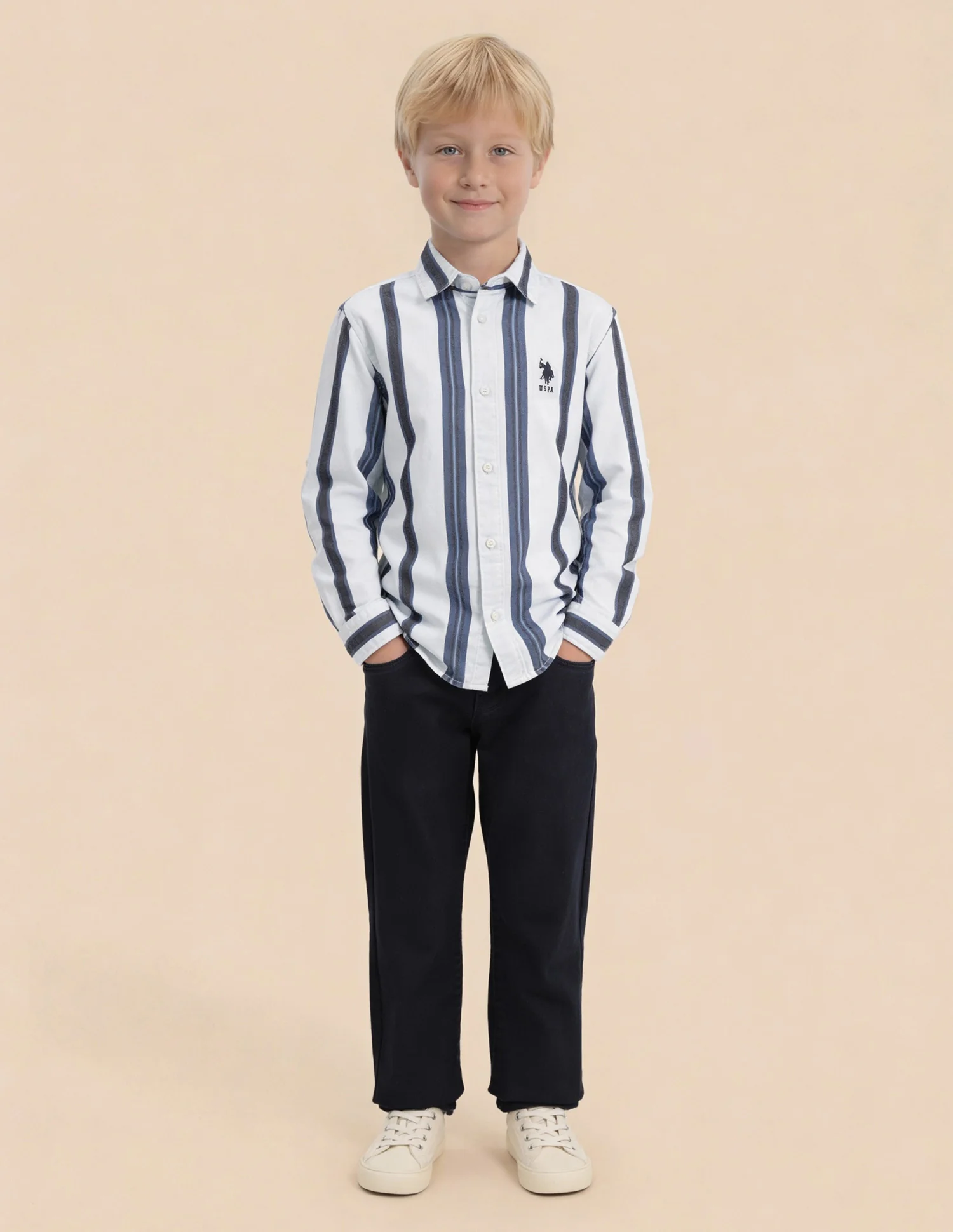 Boys Vertical Striped Regular Fit Shirt - Image 3