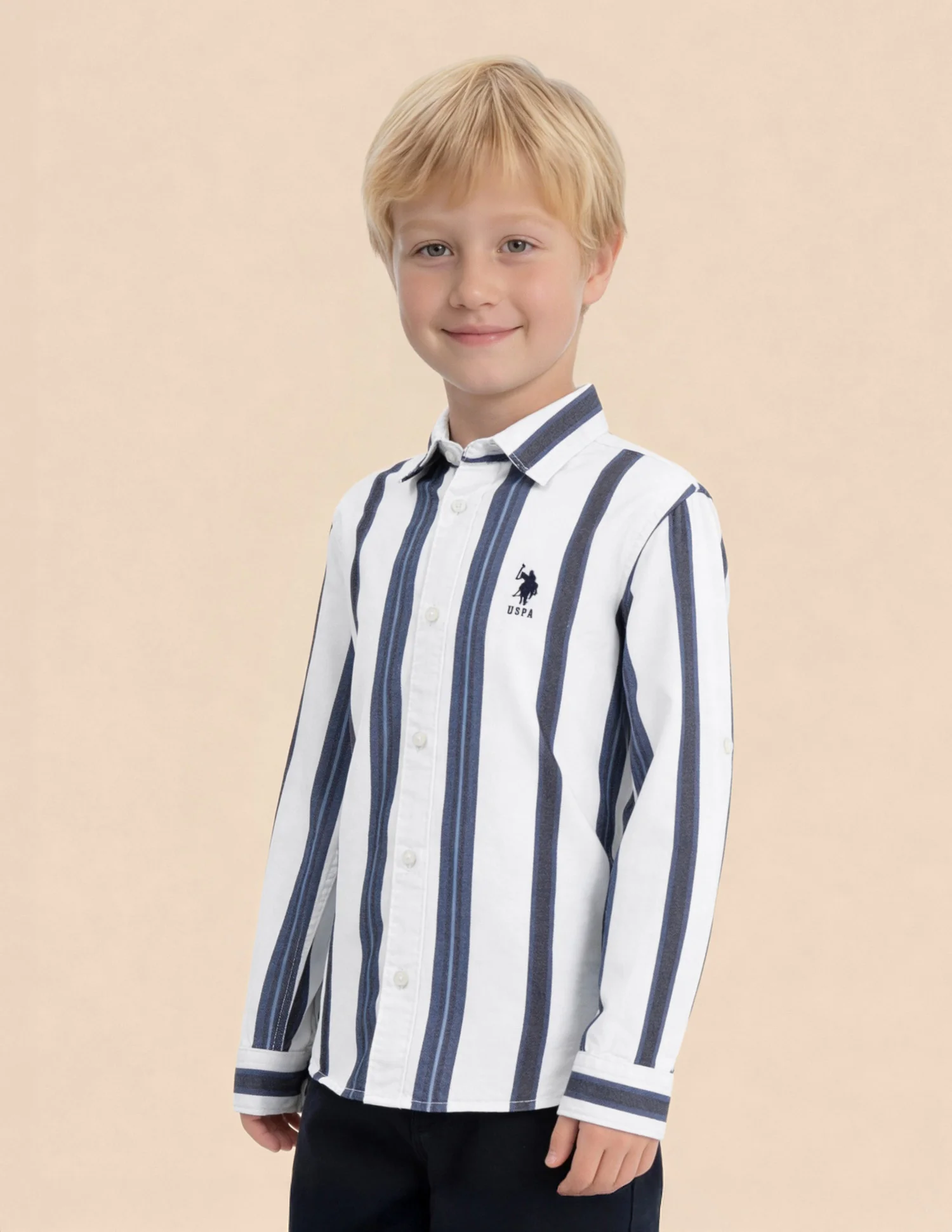 Boys Vertical Striped Regular Fit Shirt - Image 4