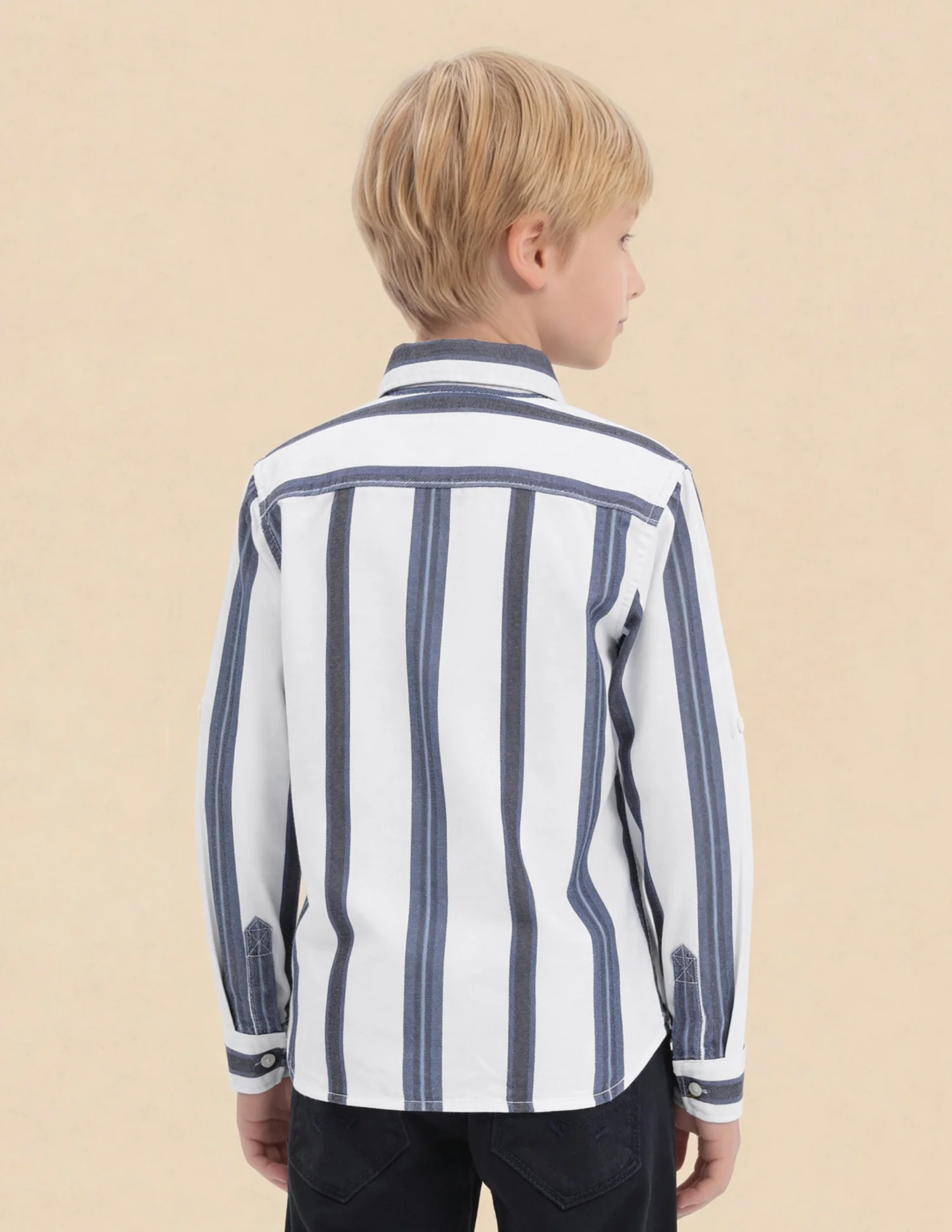 Boys Vertical Striped Regular Fit Shirt - Image 5