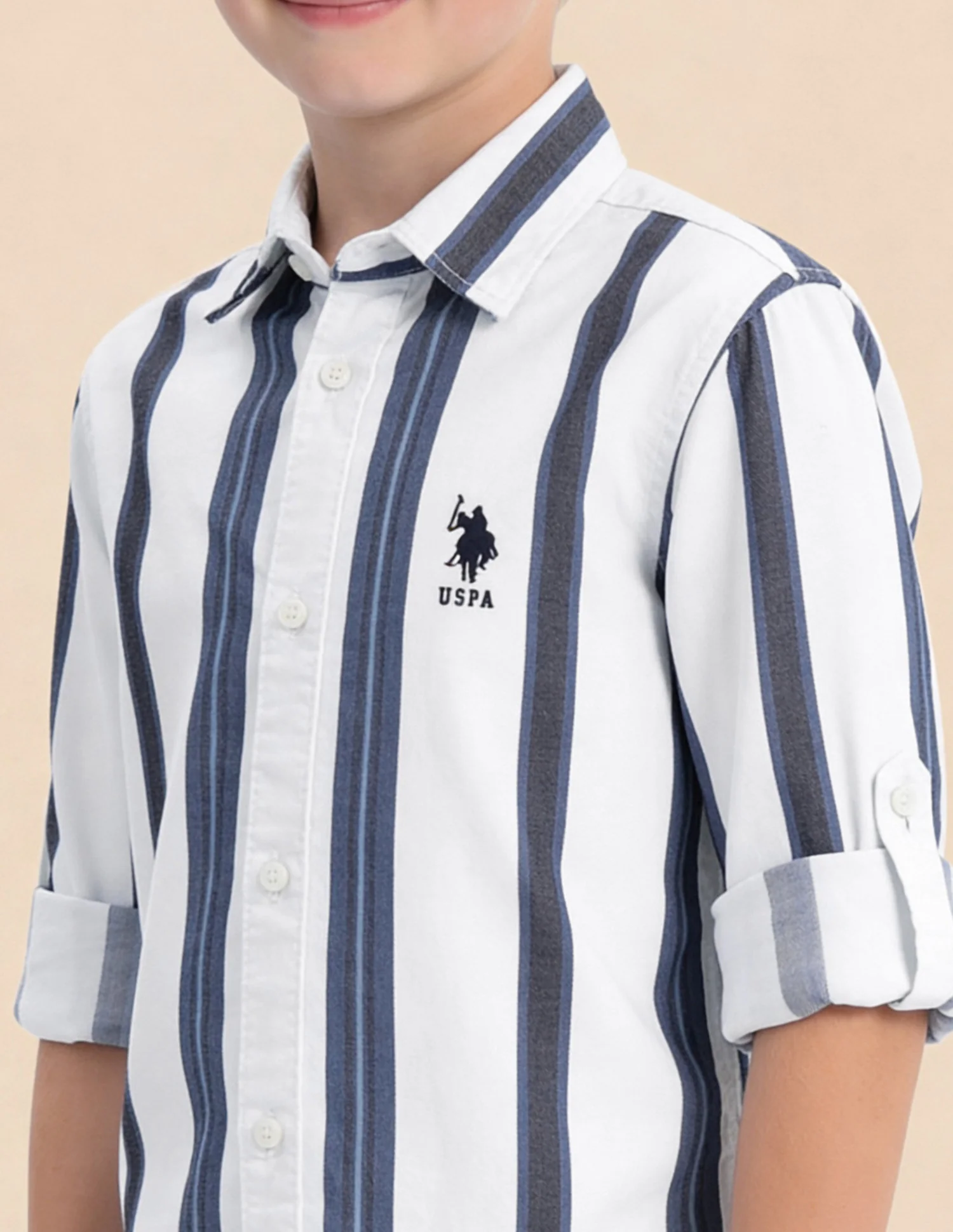 Boys Vertical Striped Regular Fit Shirt - Image 6