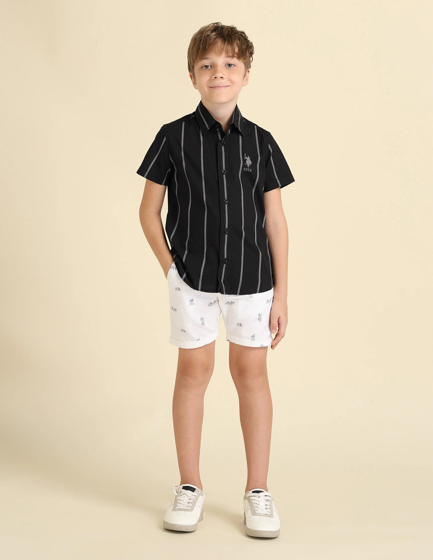 Boys Vertical Striped Regular Fit Shirt - Image 3
