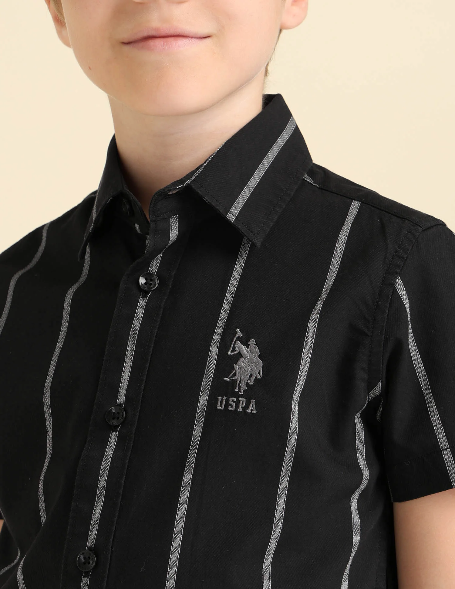 Boys Vertical Striped Regular Fit Shirt - Image 5