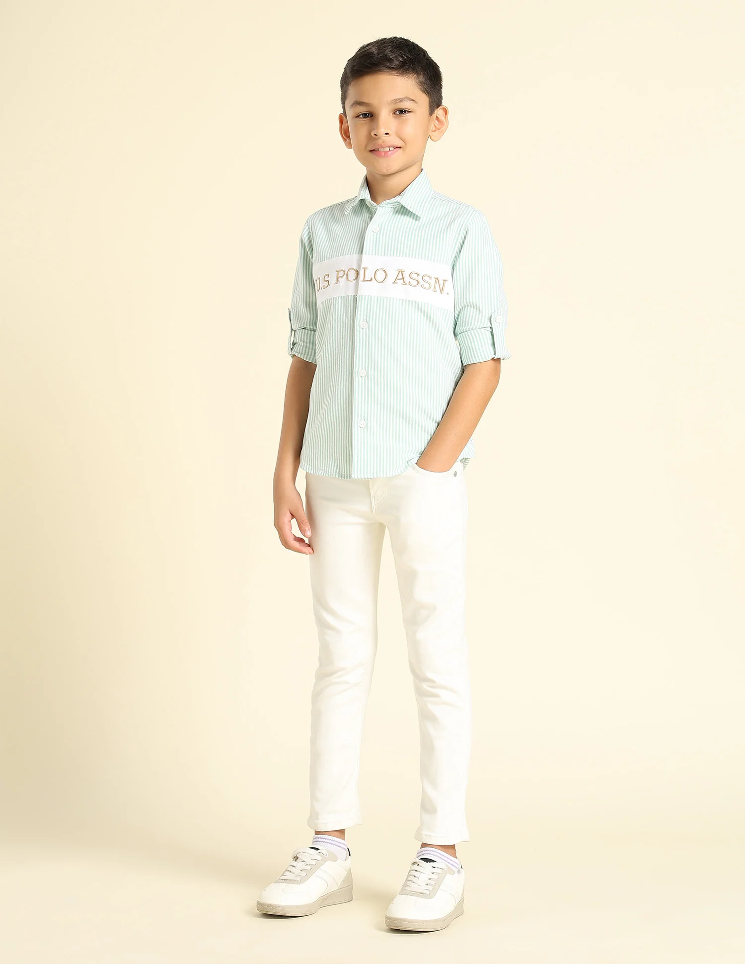 Boys Vertical Striped Regular Fit Shirt - Image 3