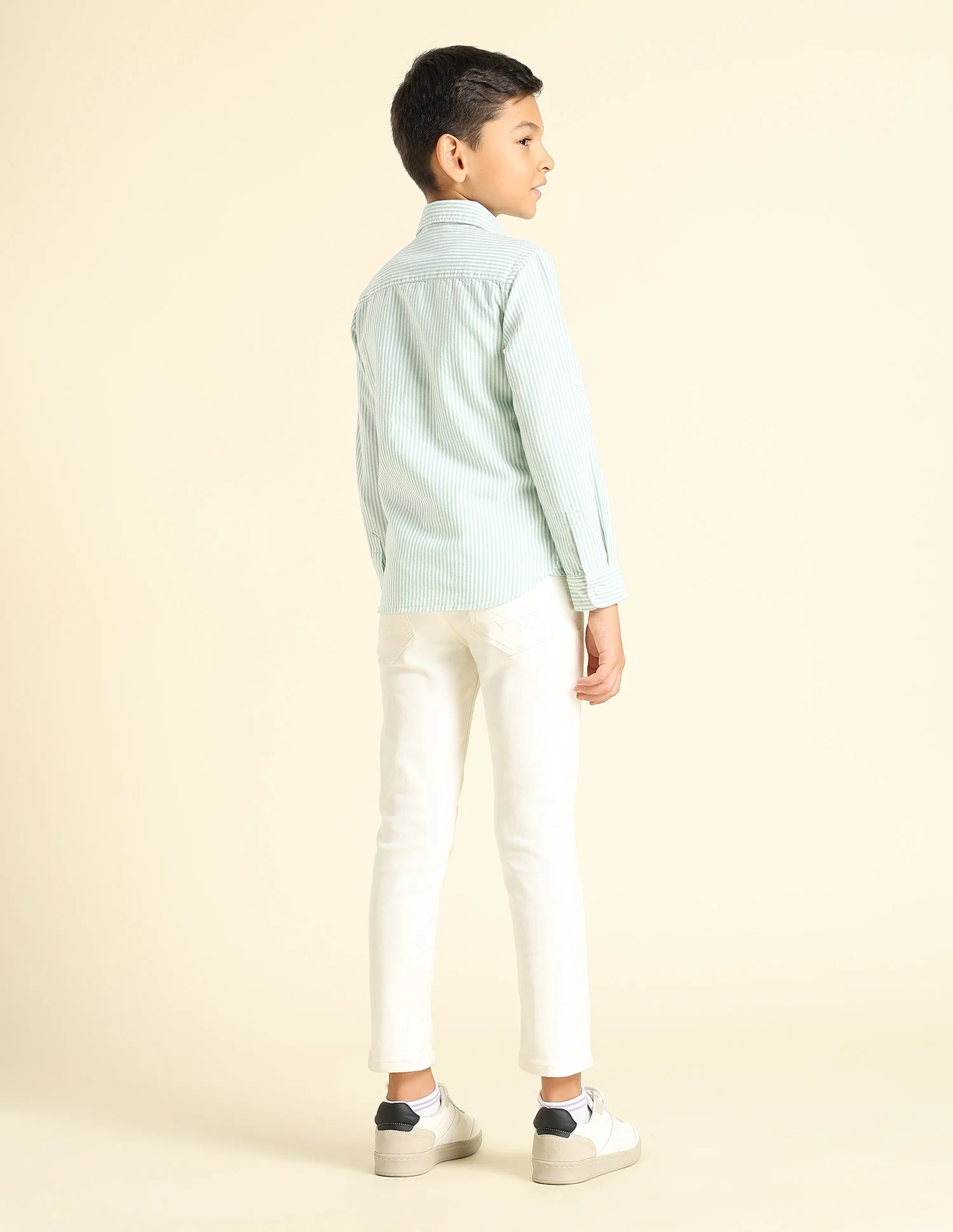 Boys Vertical Striped Regular Fit Shirt - Image 4
