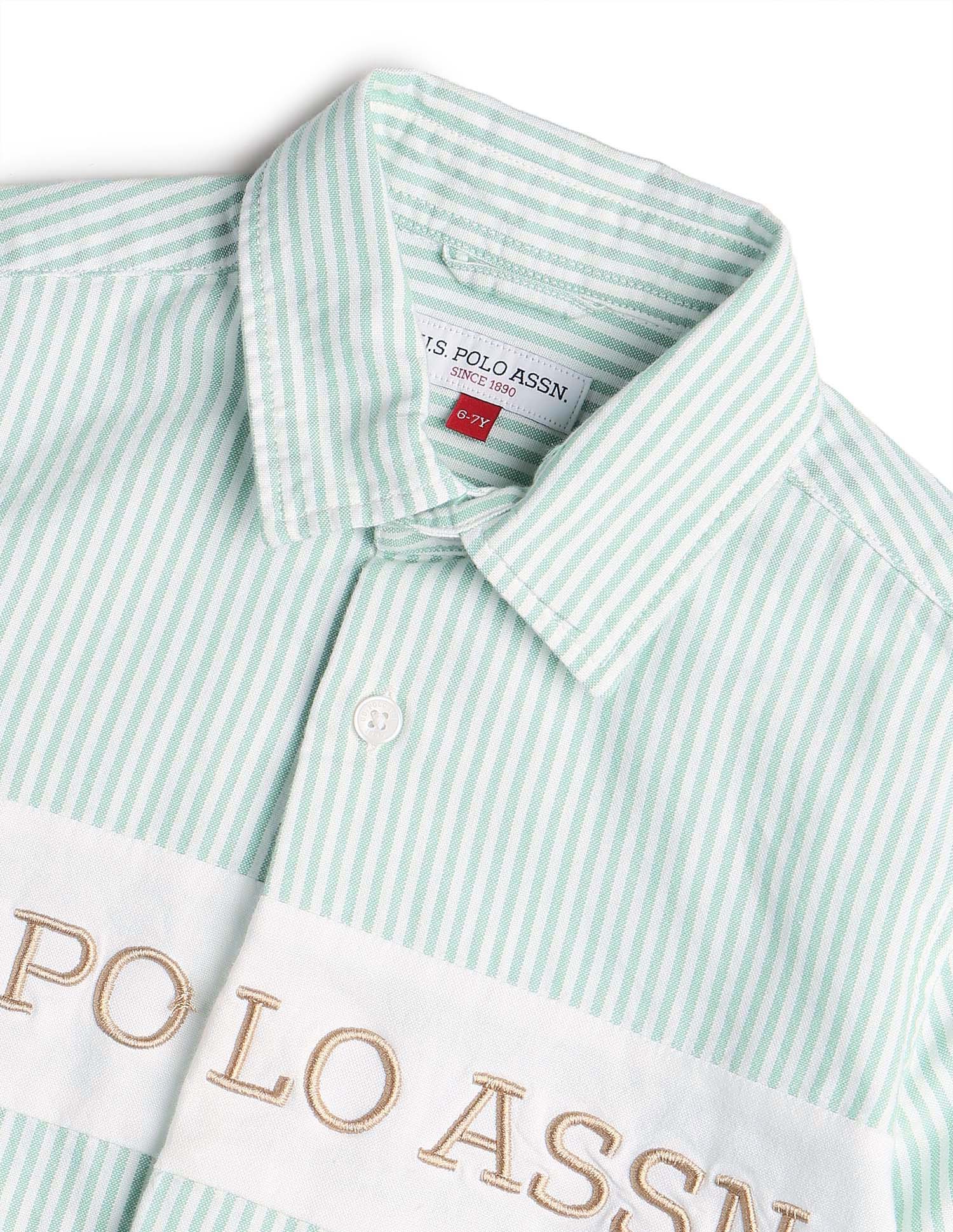 Boys Vertical Striped Regular Fit Shirt - Image 8